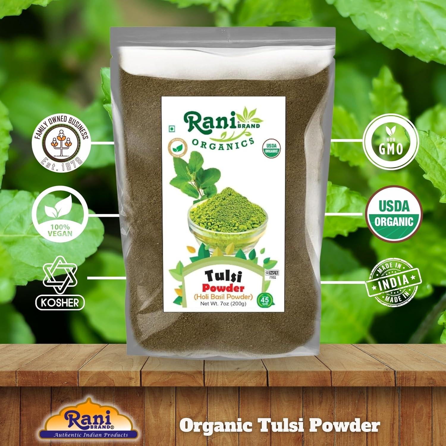 Polvo de Albahaca Sagrada Orgánica Rani 200g - Sin Gluten, Kosher