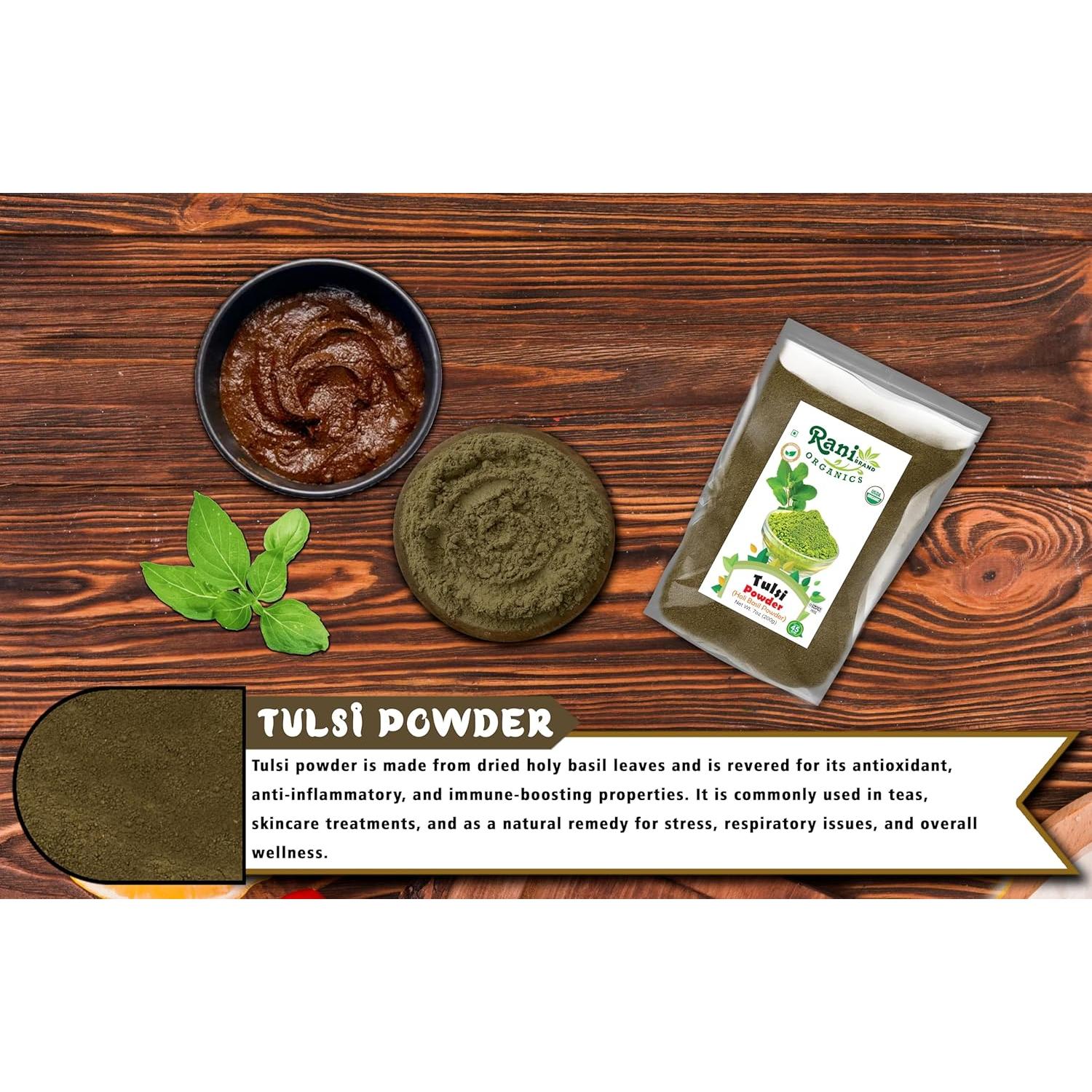 Polvo de Albahaca Sagrada Orgánica Rani 200g - Sin Gluten, Kosher