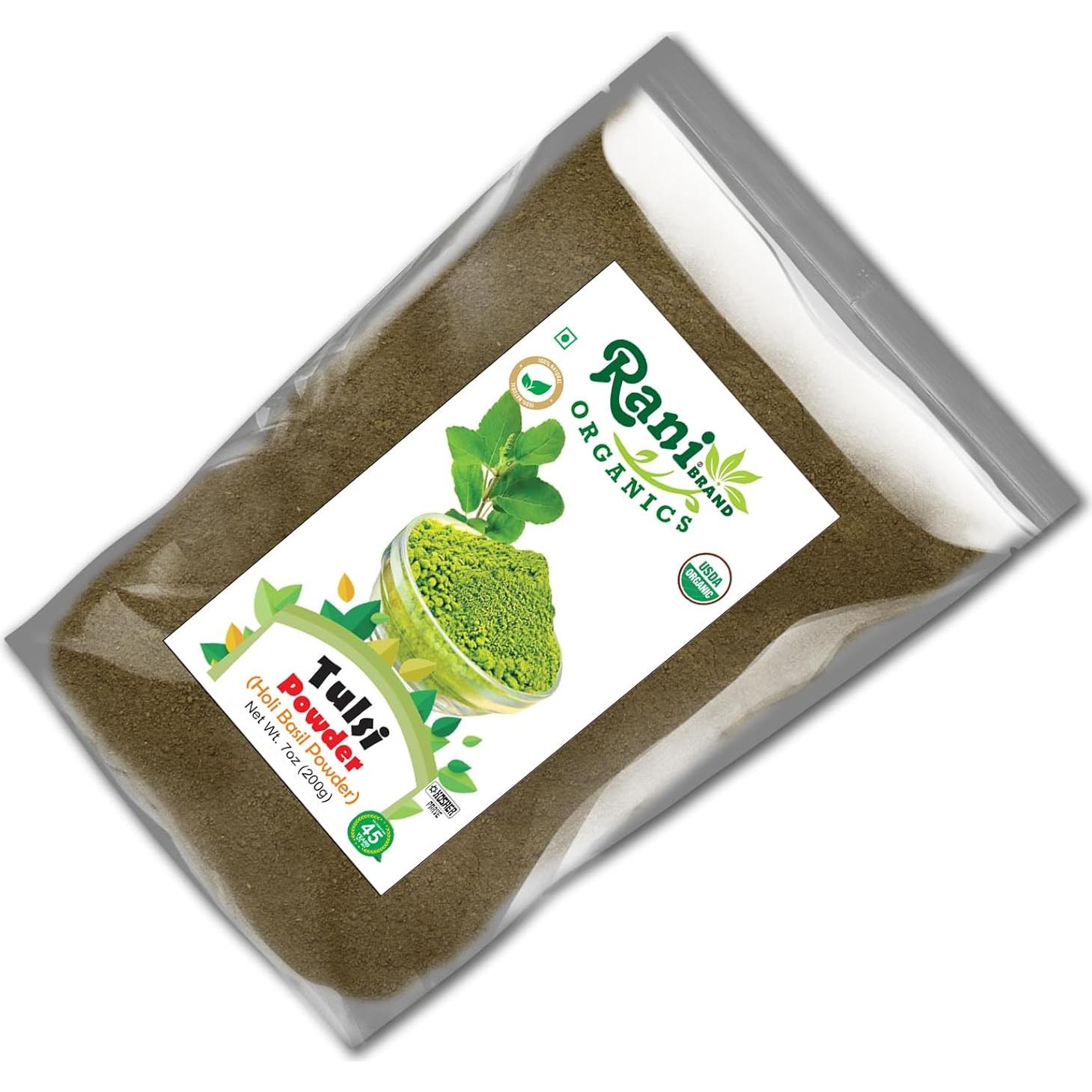 Polvo de Albahaca Sagrada Orgánica Rani 200g - Sin Gluten, Kosher