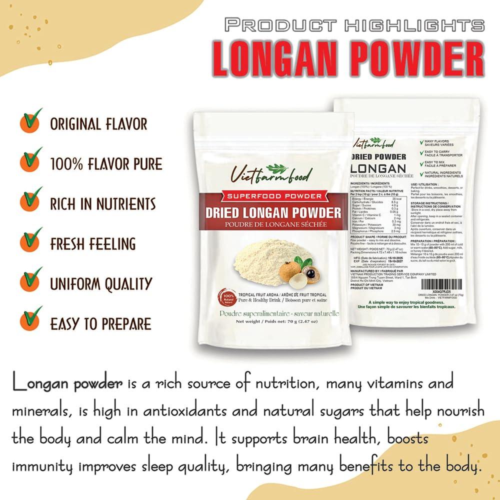 Polvo de Longan Linh Nam 70g - Sabor Natural