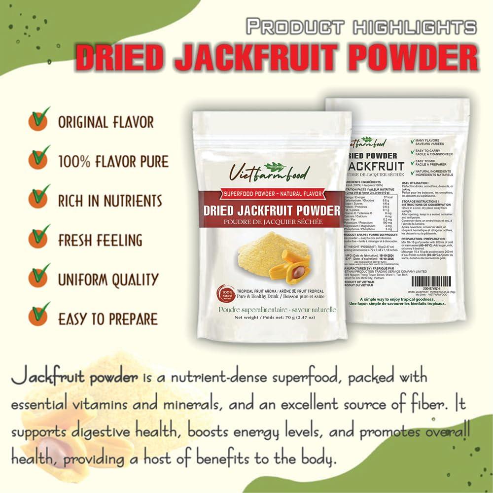 Polvo de Jackfruit 70g - Natural, Sin Aceite, Energía Vegetal