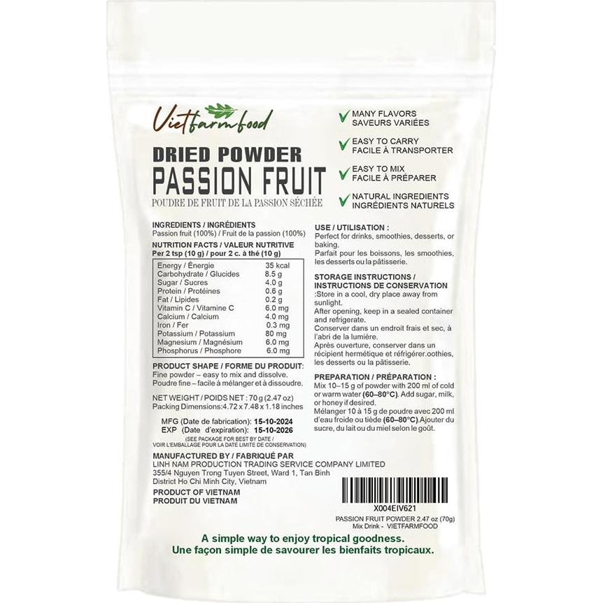 Polvo de Fruta de la Pasión 70g - Natural y Nutritivo