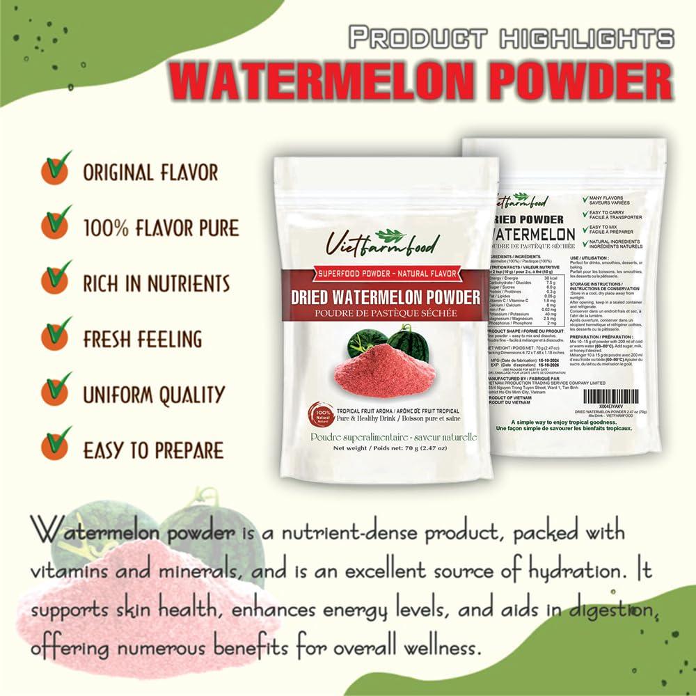 Polvo de Sandía 70g - Natural, Sin Aceite, Alta Energía