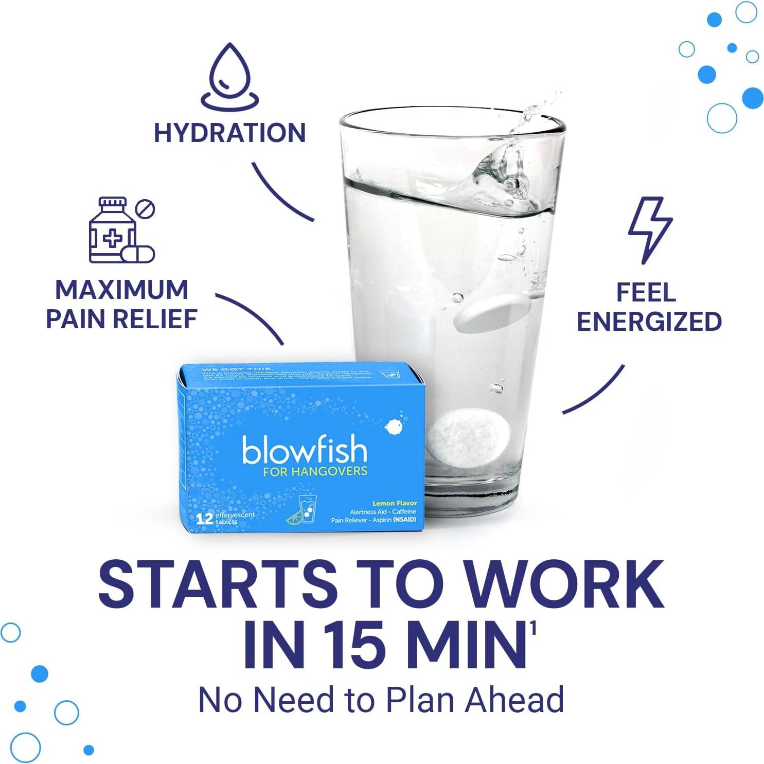 Blowfish para Resacas - Alivio Rápido en 15 Minutos - 12 Tabletas