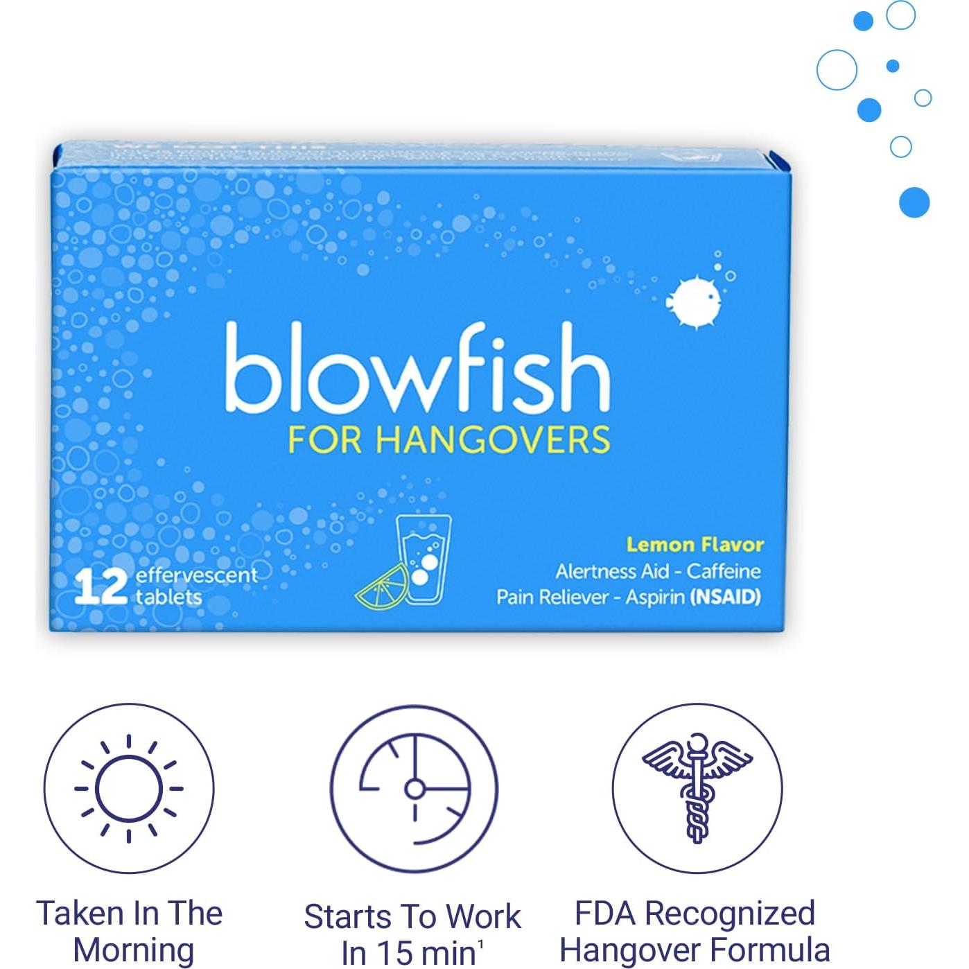 Blowfish para Resacas - Alivio Rápido en 15 Minutos - 12 Tabletas