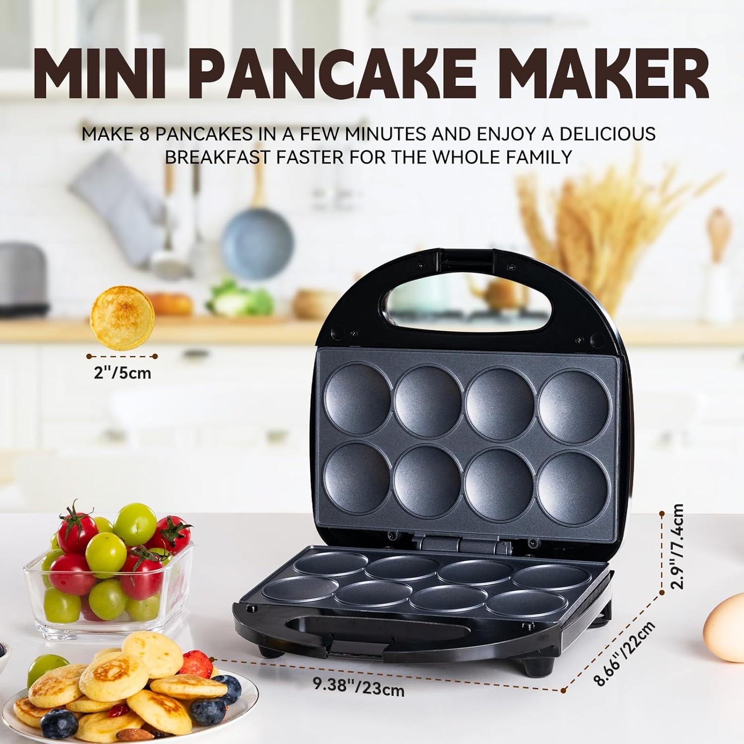 Mini Máquina de Pancakes SISYPHE 750W Antiadherente 8 Pcs