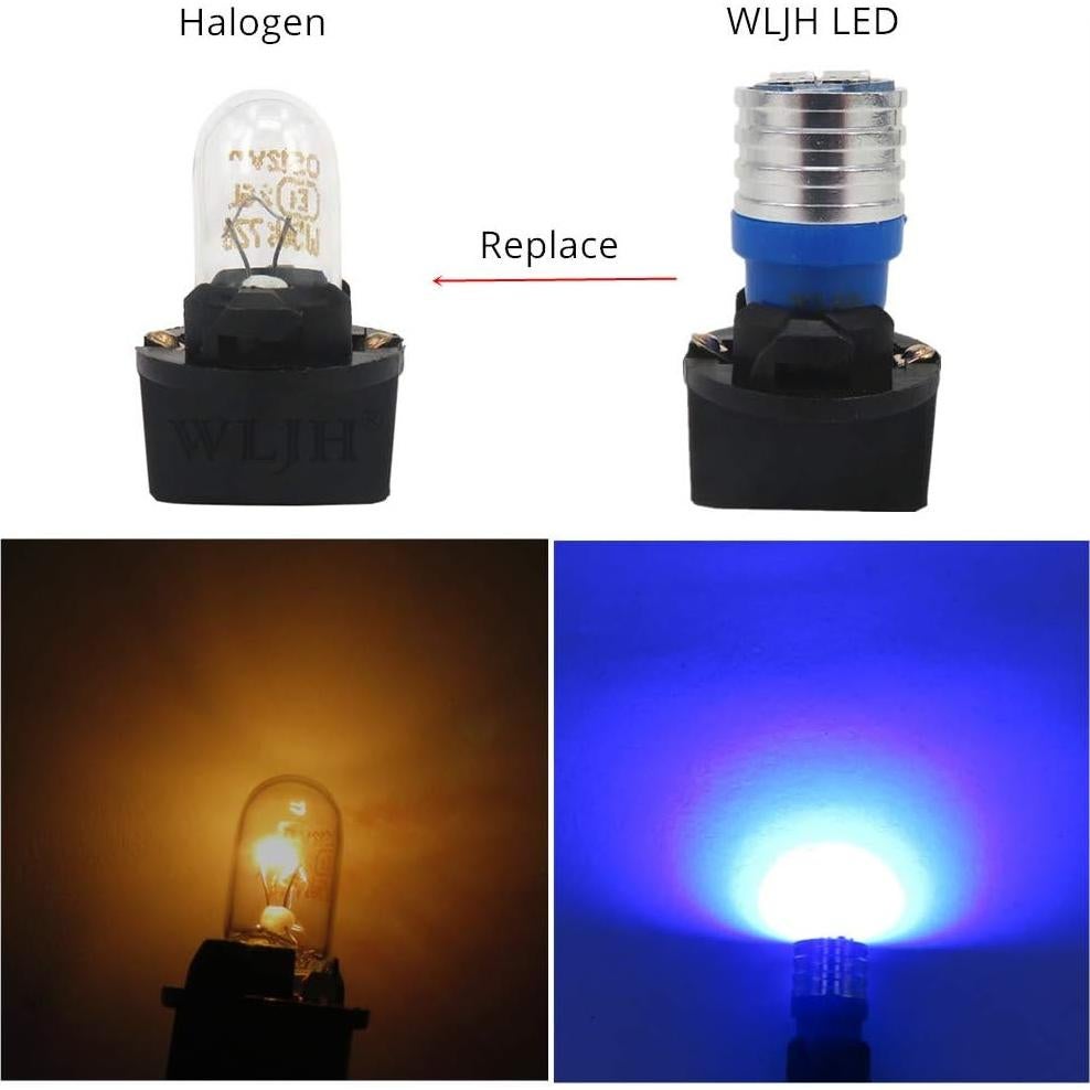 Bombillas LED T10 WLJH Azul 200 Lúmenes Paquete de 6