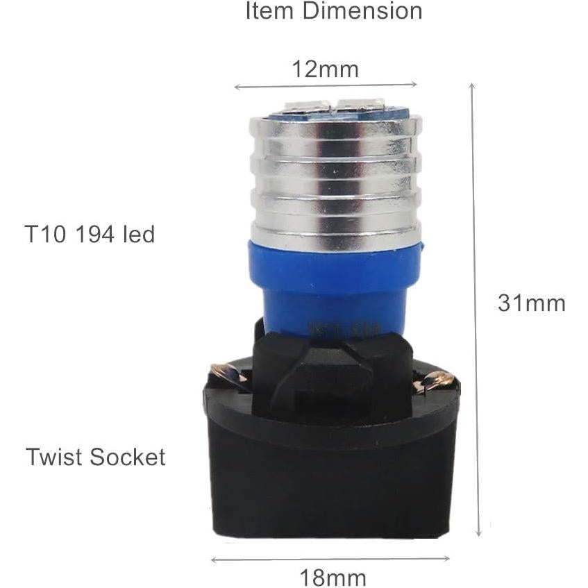Bombillas LED T10 WLJH Azul 200 Lúmenes Paquete de 6