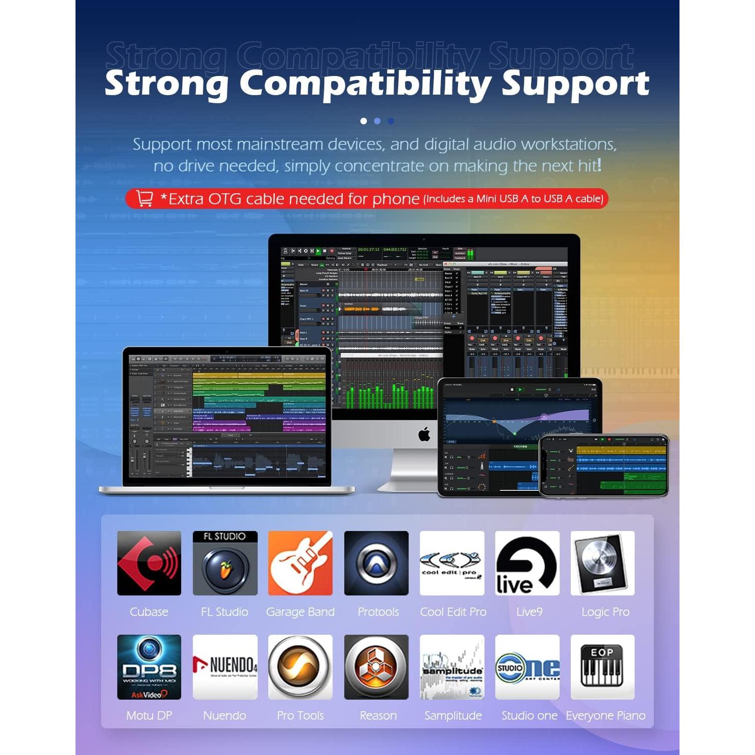 Teclado MIDI Vangoa 25 Teclas USB con Pads de Batería