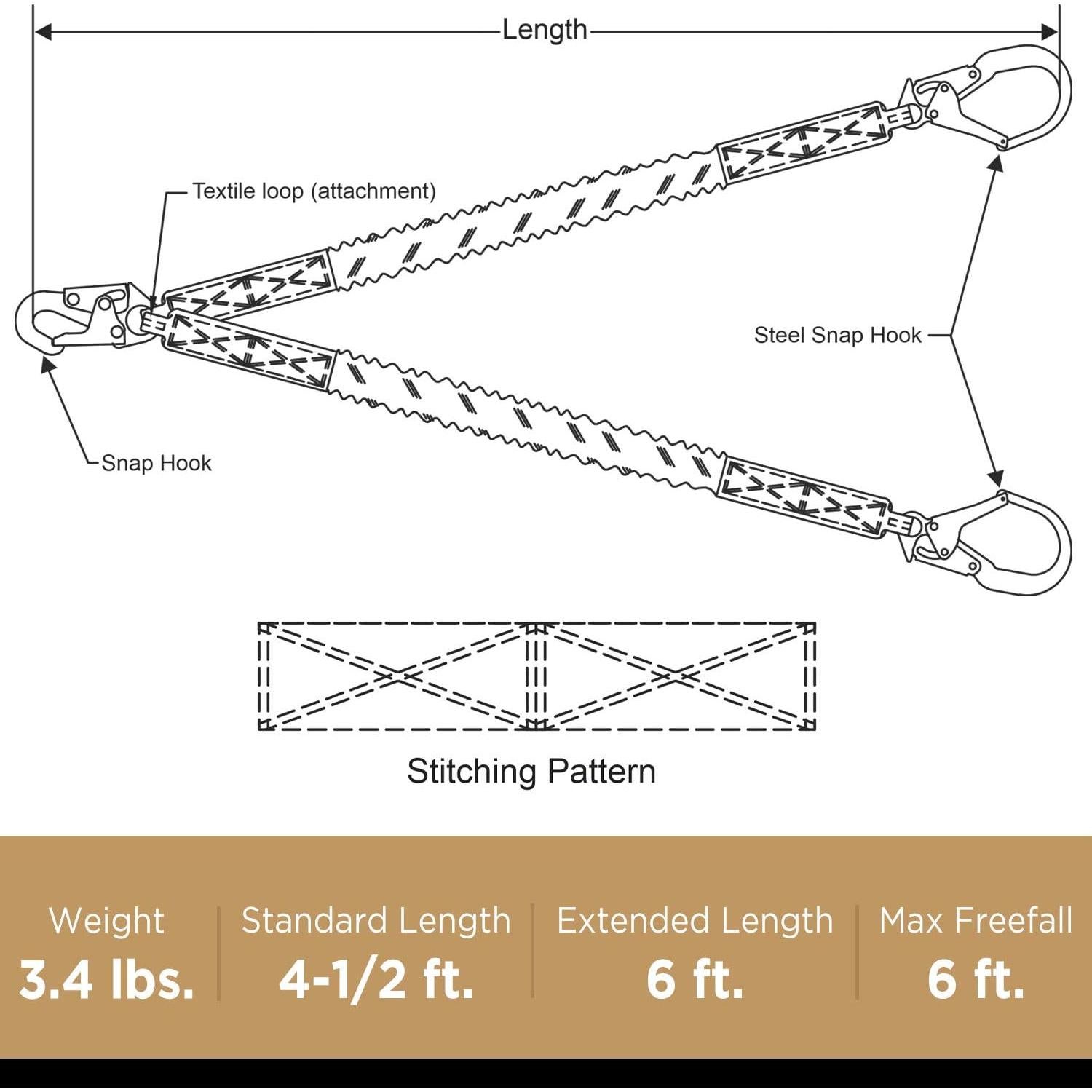 Lanyard de Seguridad AFP AFLD2206 Doble Pierna 1.83m