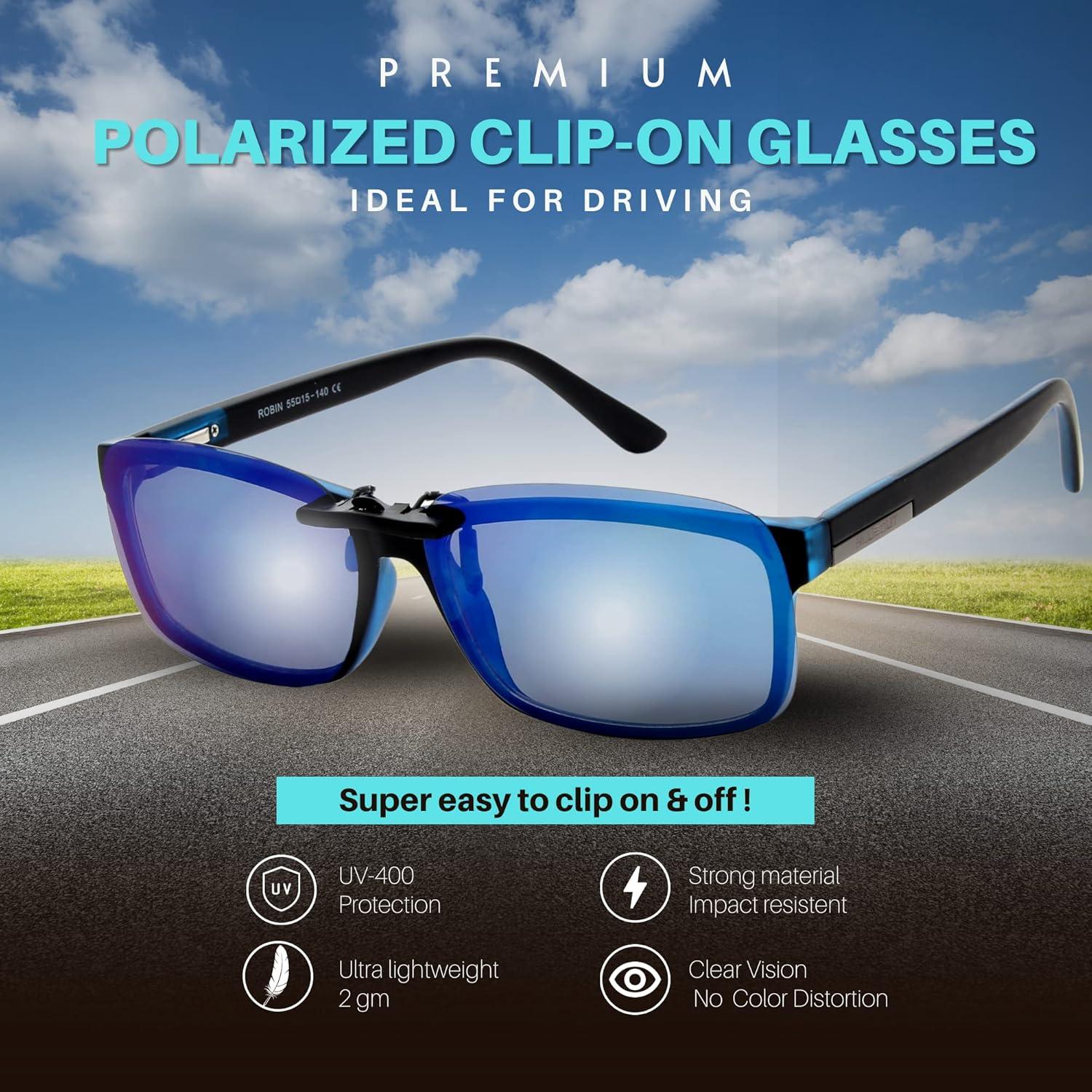 Gafas de Sol Polarizadas Clip On Blue Cut UV 400 Noche