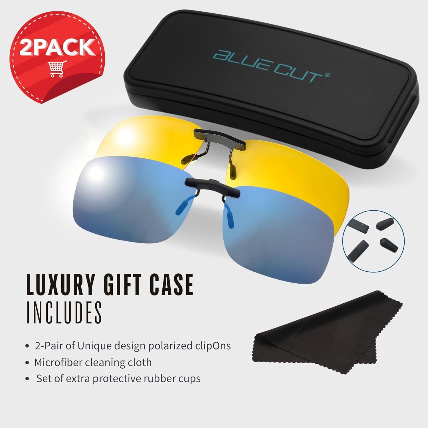 Gafas de Sol Polarizadas Clip On Blue Cut UV 400 Noche