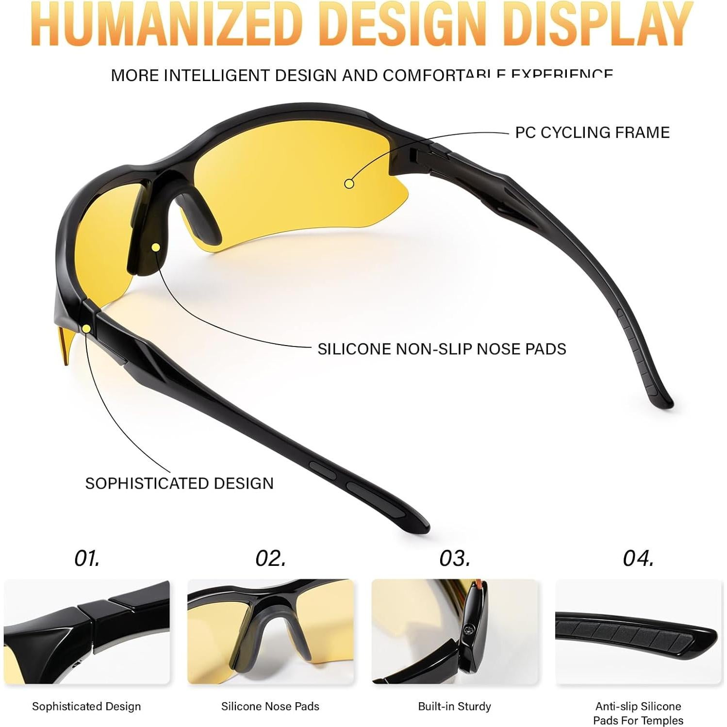 Gafas de Visión Nocturna Polarizadas 3PACK Hombres Lentes Amarillas