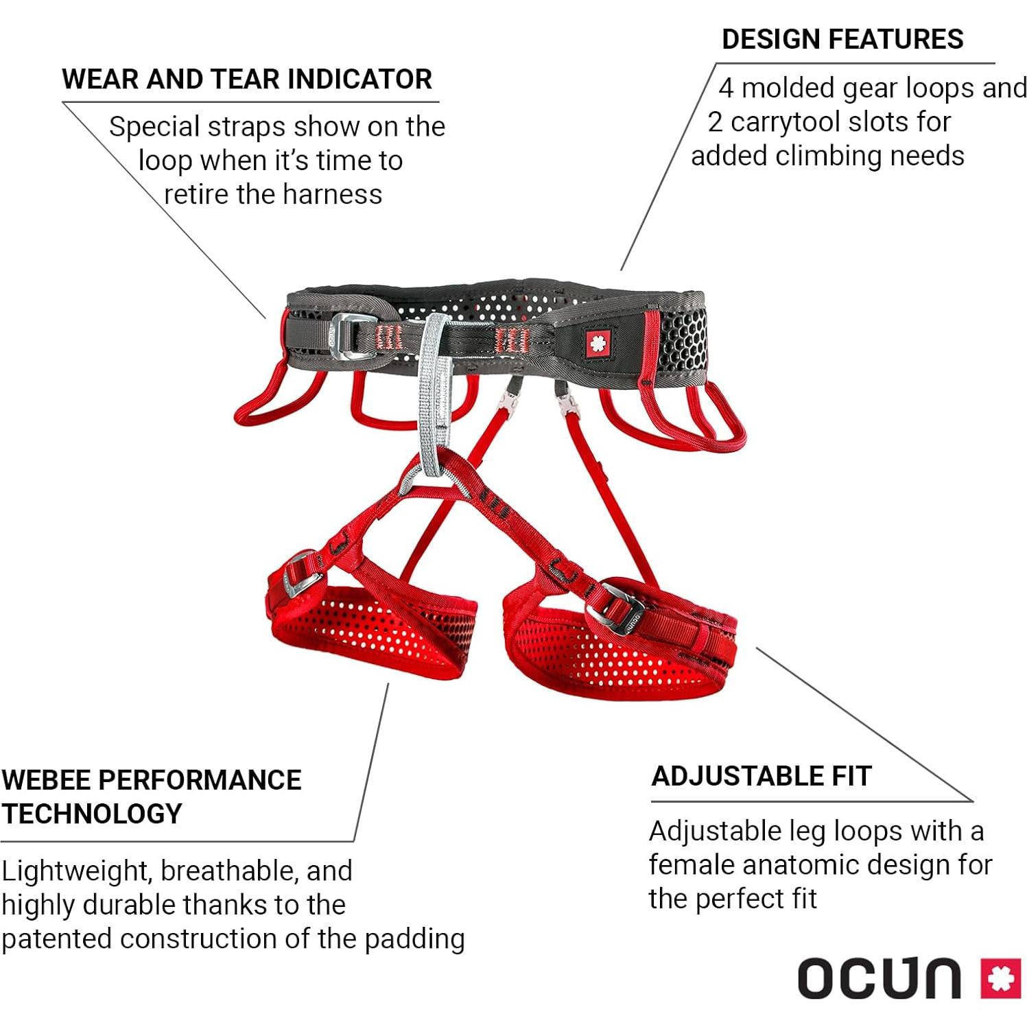 Arnés de Escalada Ocun Webee Lady para Mujeres con 4 Bucles
