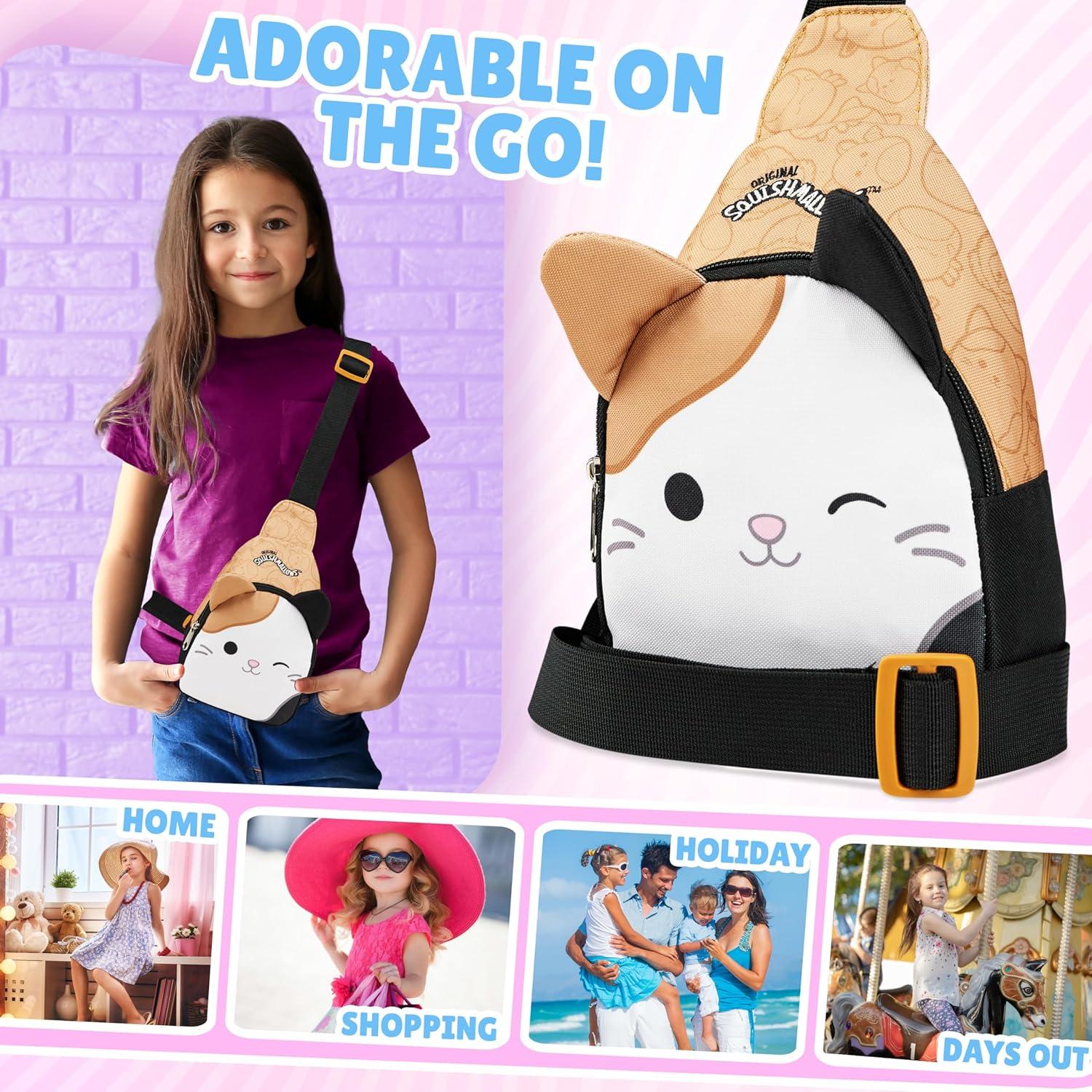 Bolso Cruzado Squishmallows Gato Kawaii 22x15x7 cm