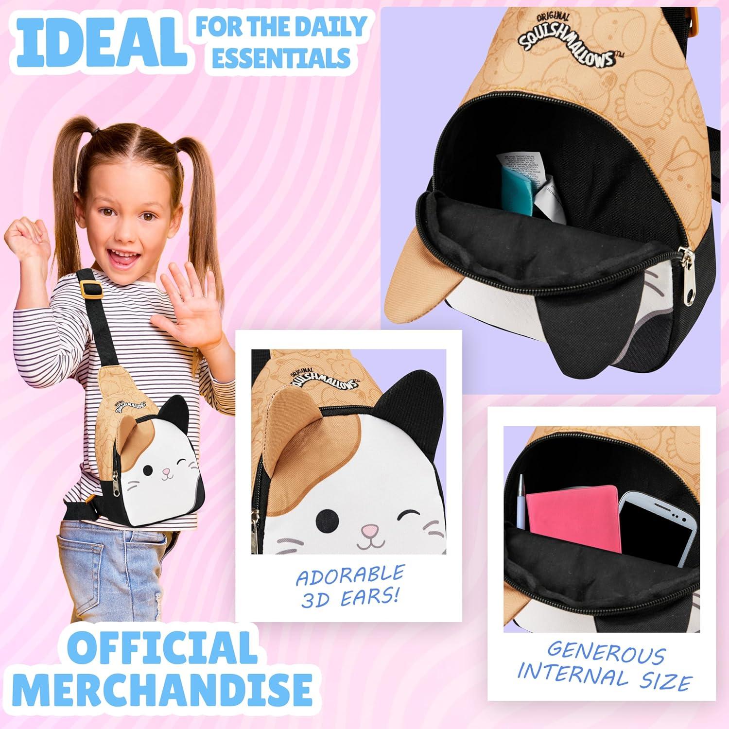 Bolso Cruzado Squishmallows Gato Kawaii 22x15x7 cm