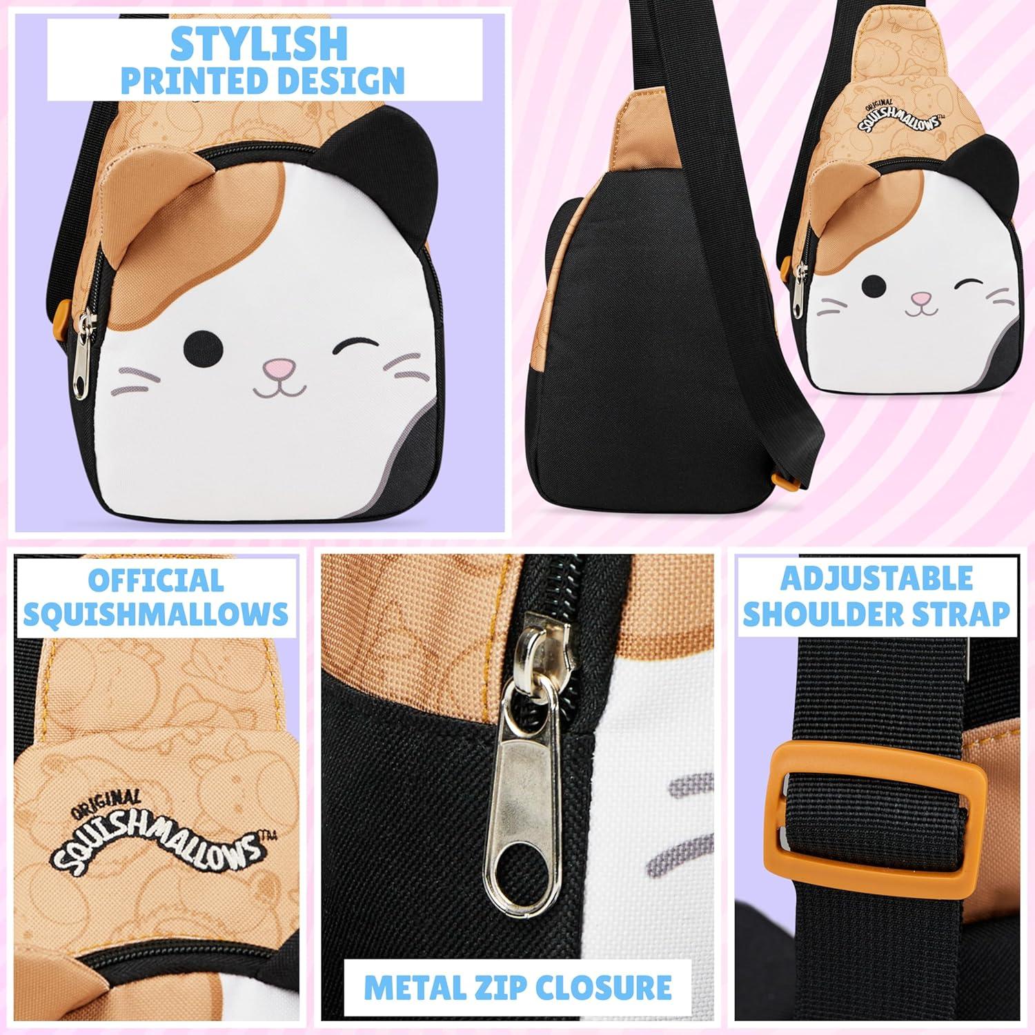 Bolso Cruzado Squishmallows Gato Kawaii 22x15x7 cm