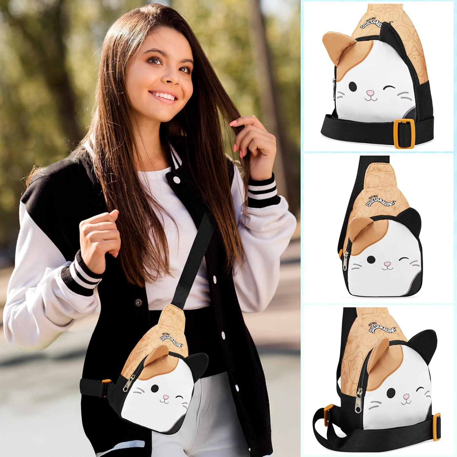 Bolso Cruzado Squishmallows Gato Kawaii 22x15x7 cm