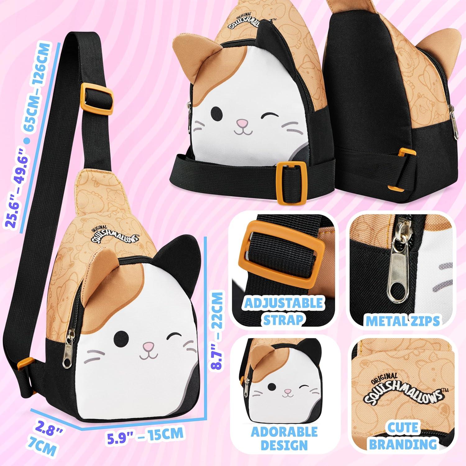 Bolso Cruzado Squishmallows Gato Kawaii 22x15x7 cm