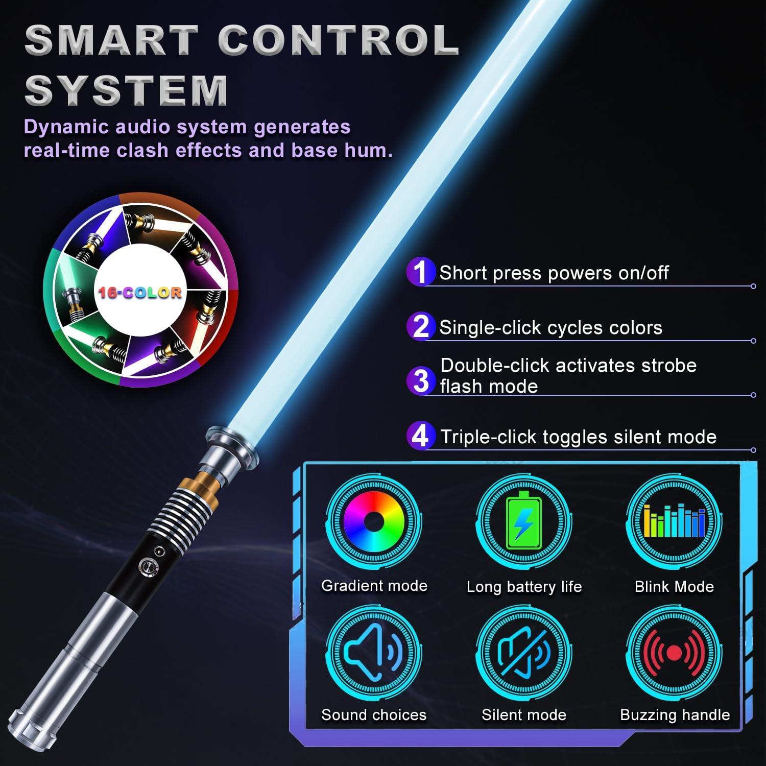 Sable de Luz XUZ para Duelos Pesados, 16 Colores RGB, Recargable