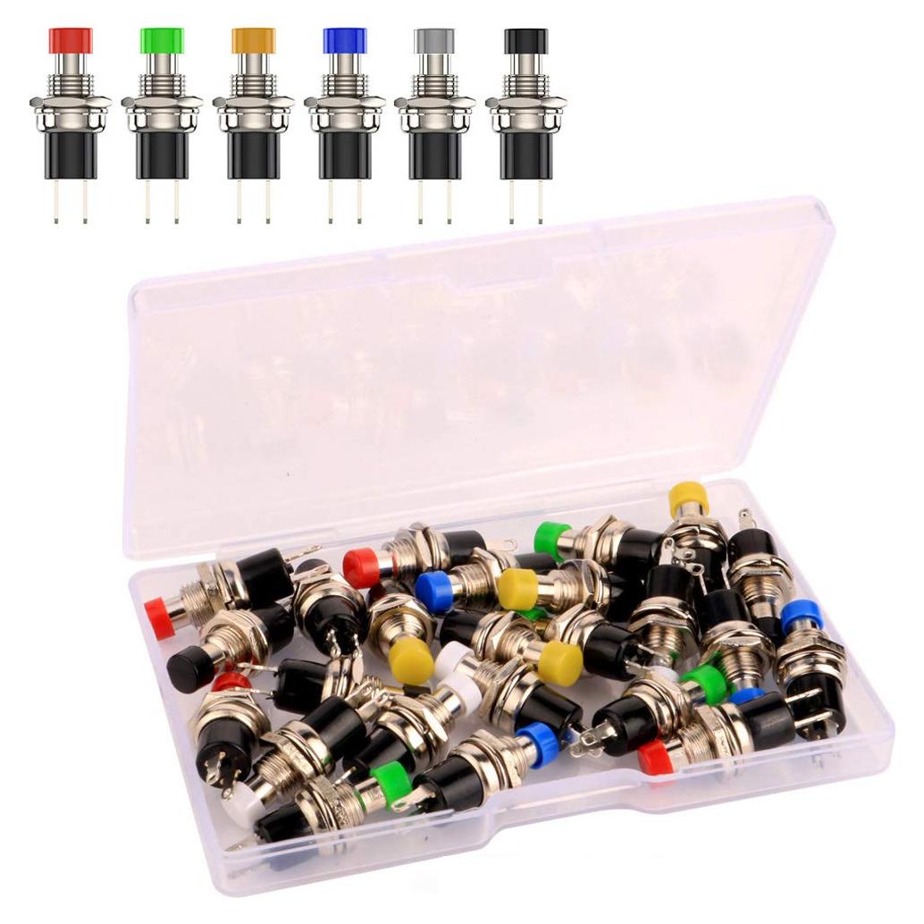 24 Botones Pulsadores Mini 7mm SPST Momentáneo 3V-230V Gebildet