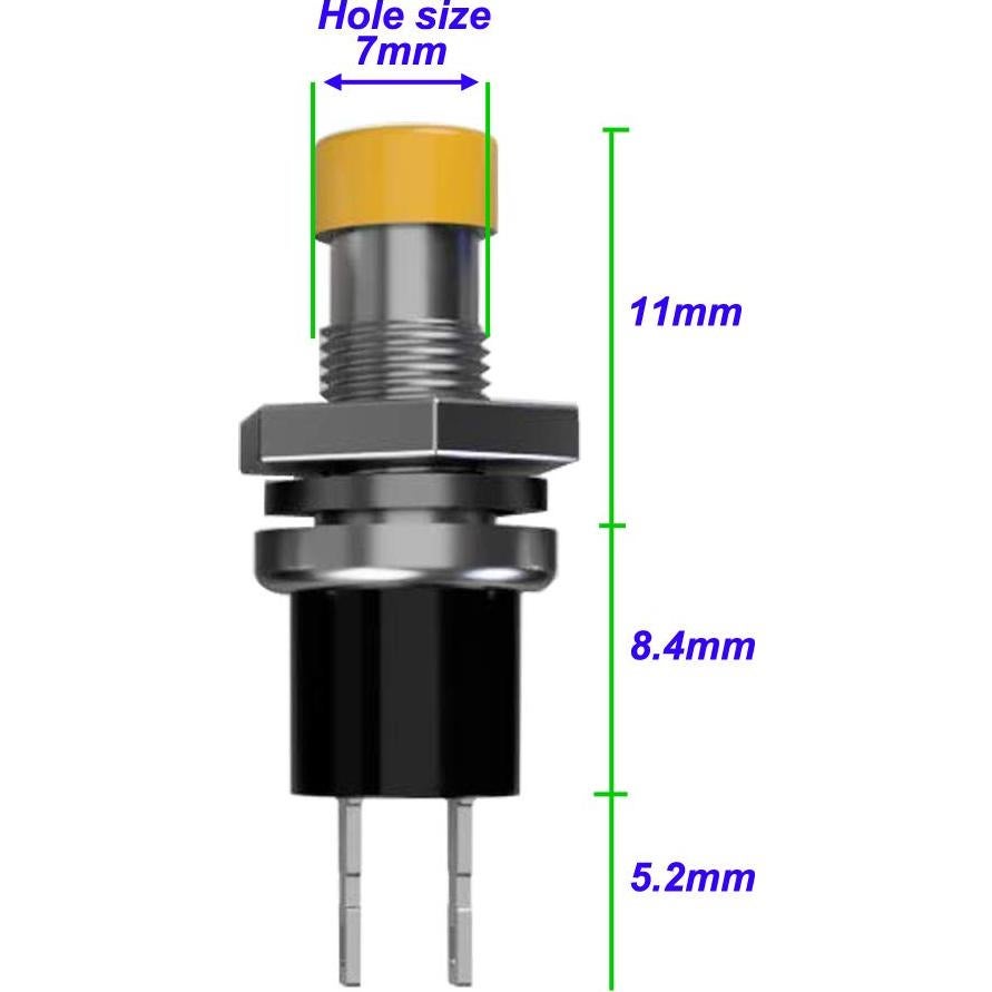 24 Botones Pulsadores Mini 7mm SPST Momentáneo 3V-230V Gebildet