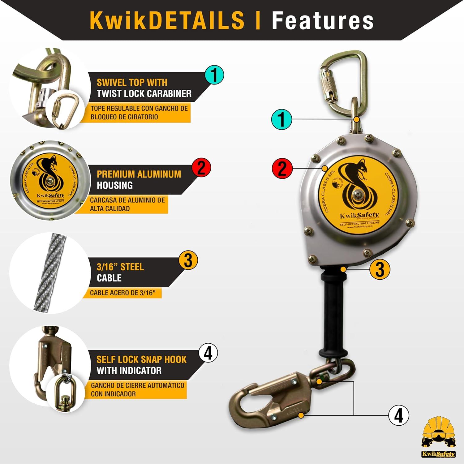 KwikSafety Cobra 9m Combo SRL + Correa 0.9m Seguridad