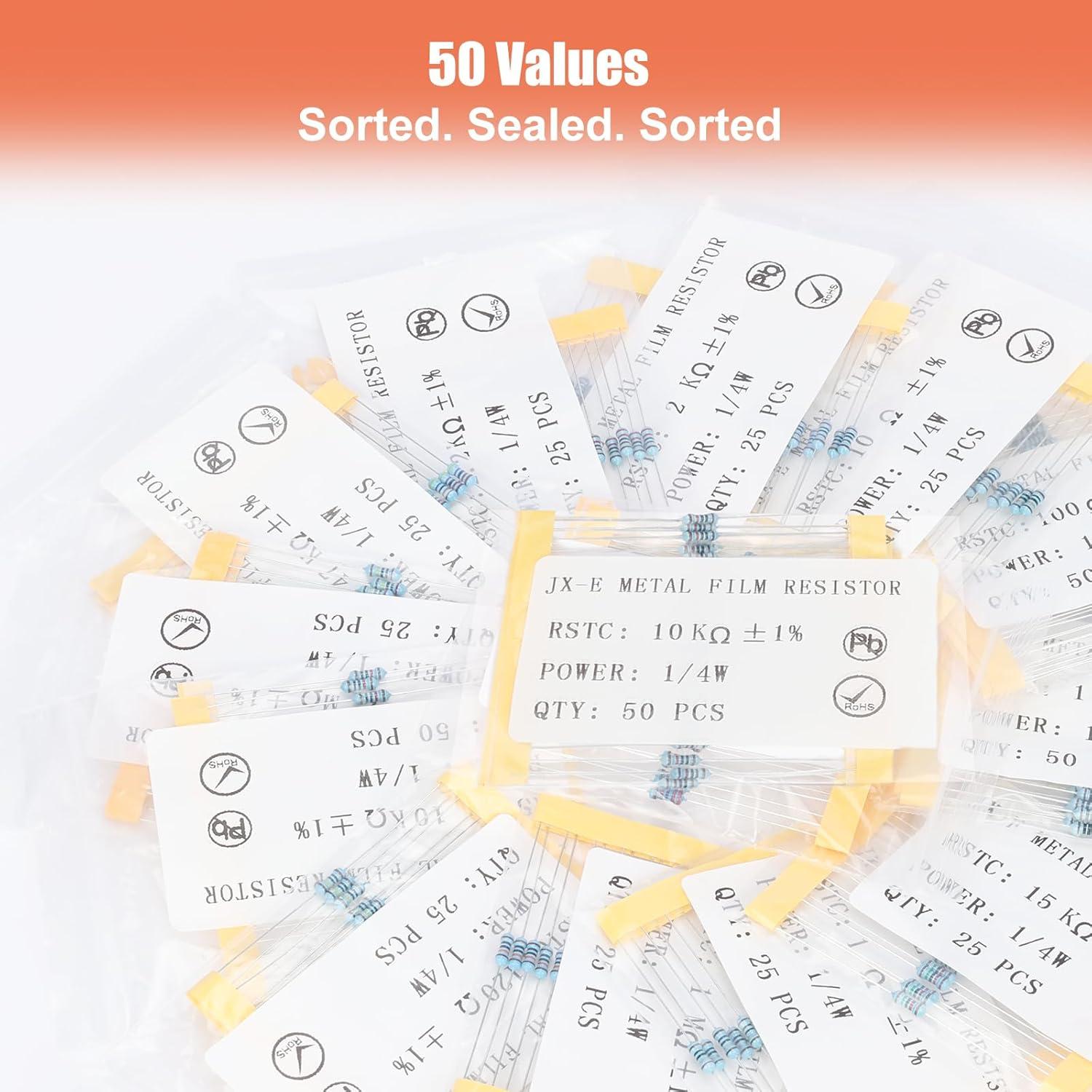 Kit de Resistores de Precisión JX-E 1350 Piezas 0 a 5.6M Ohm
