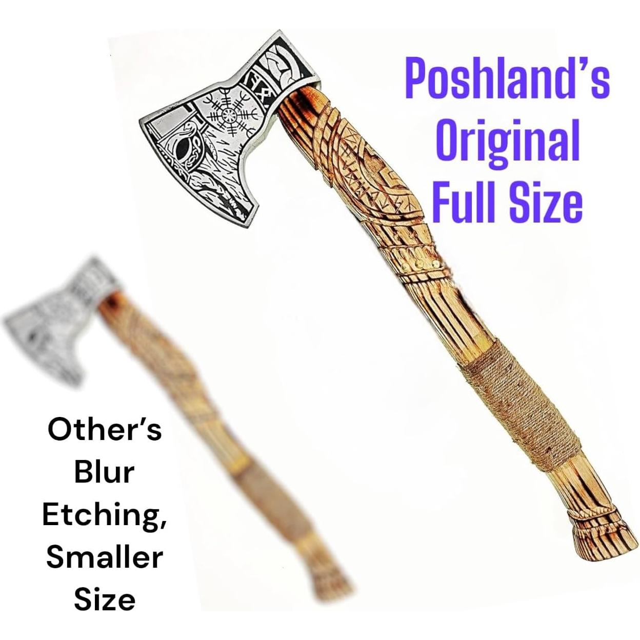 Hacha Vikinga Poshland AX-7000 Forjada en Acero Carbono 56 cm