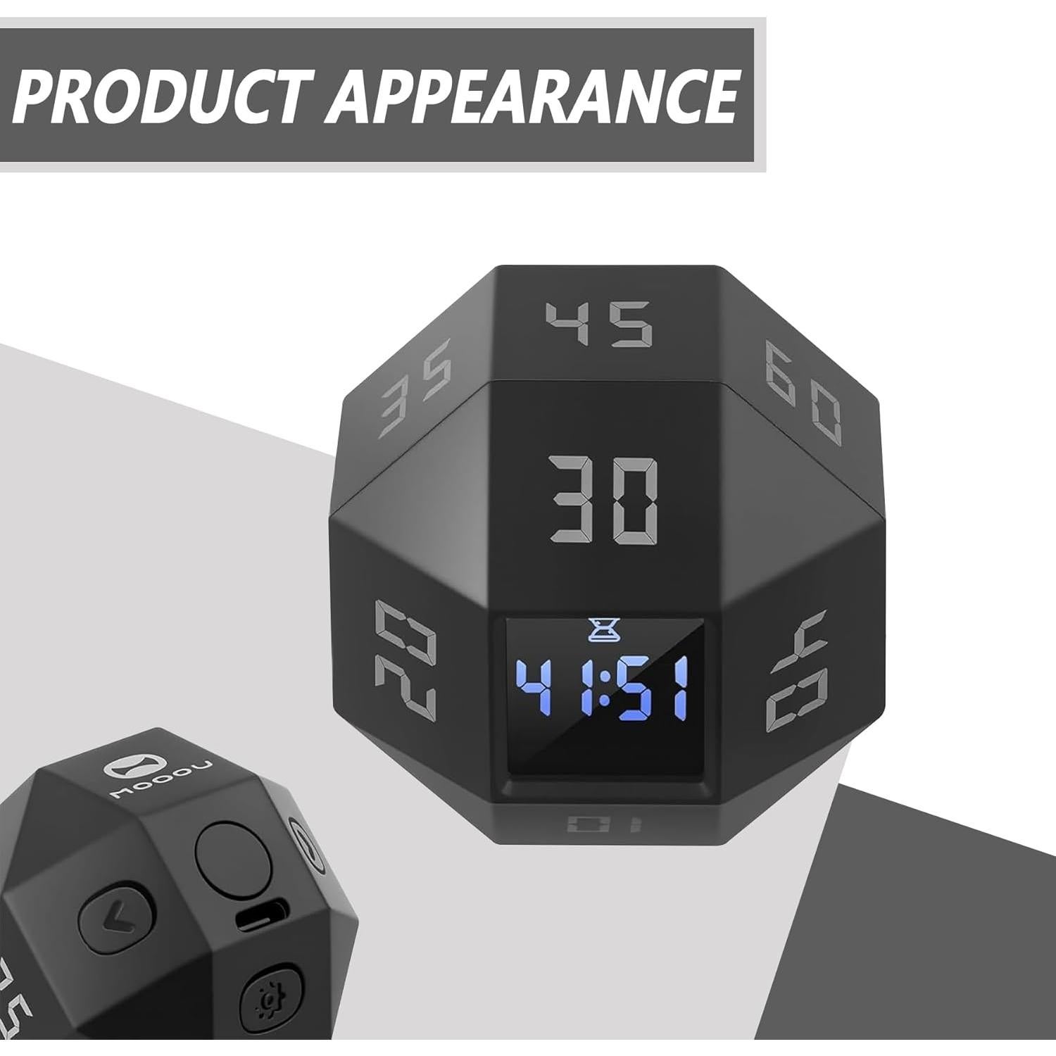 Temporizador Digital 12 Caras BEBESIRI Negro - 1 a 90 Minutos