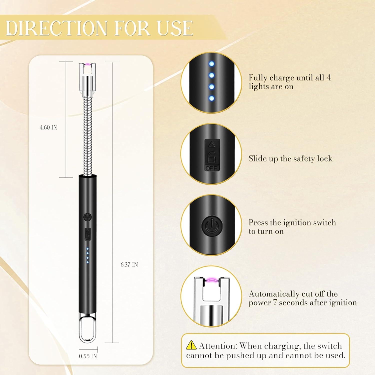 Encendedor Eléctrico Koulate Negro Recargable Tipo C 360°