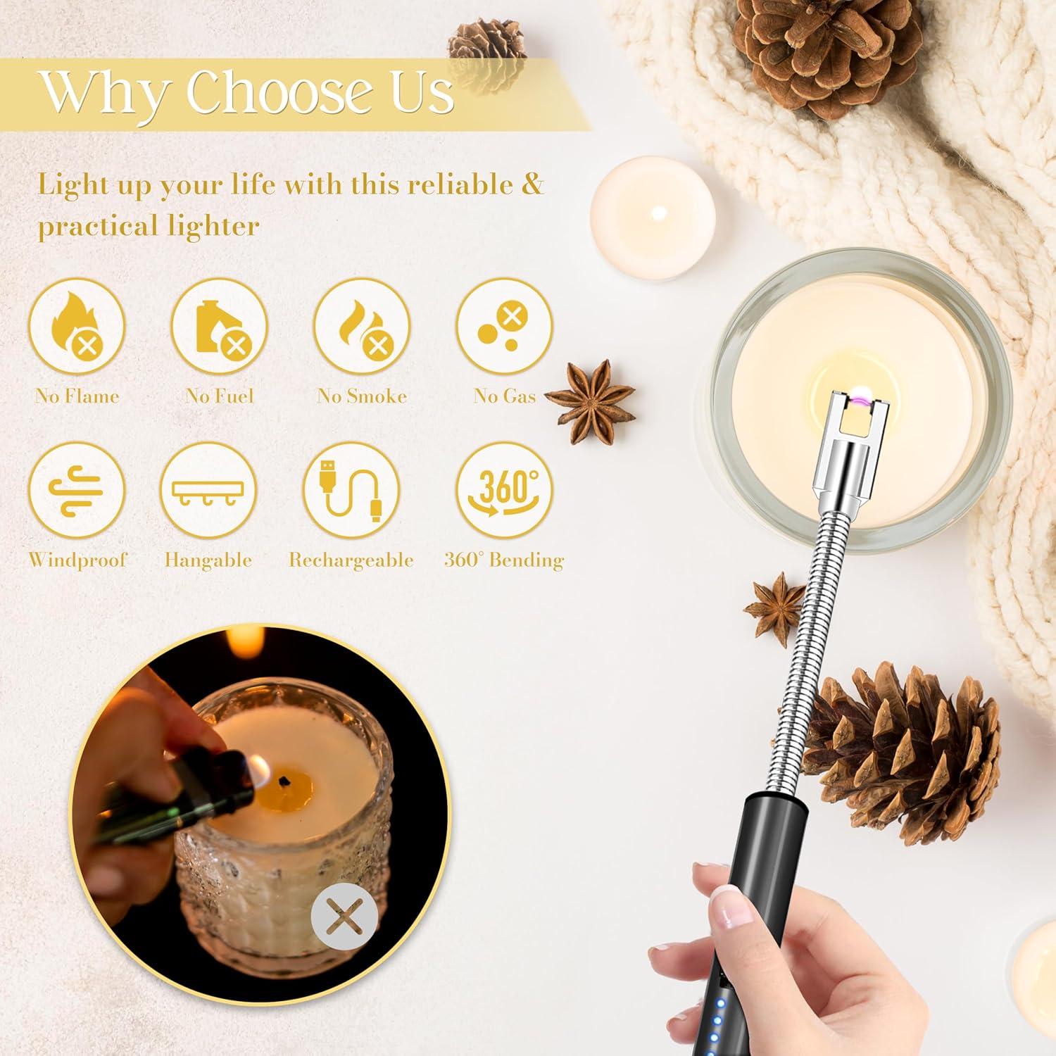 Encendedor Eléctrico Koulate Negro Recargable Tipo C 360°