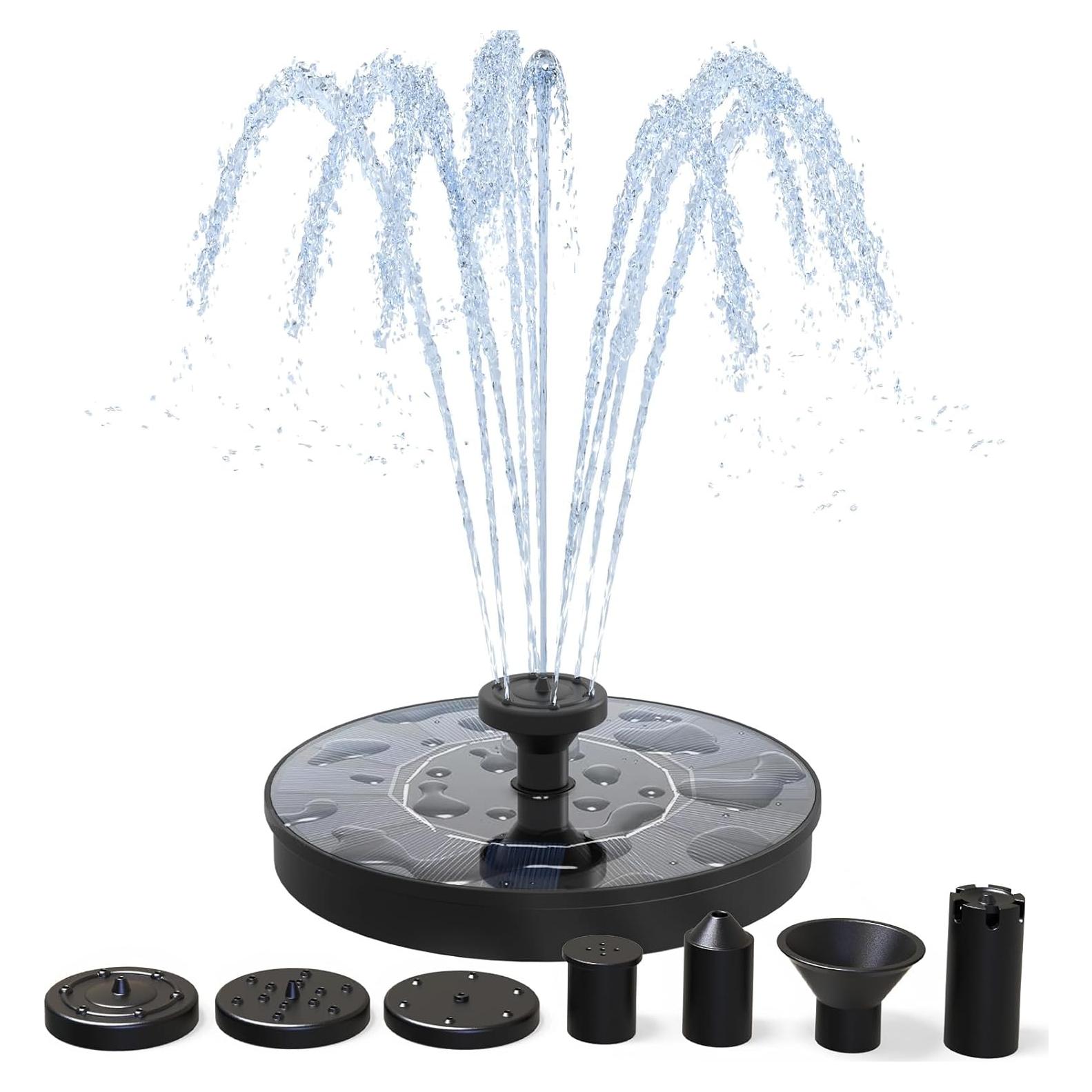 Fuente Solar AMZtime 2025 con 6 Boquillas para Jardín