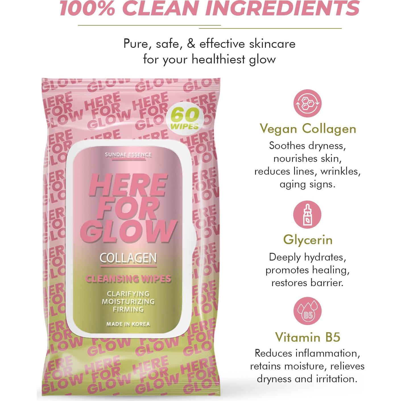 Toallitas Faciales de Colágeno Klar & Co - Hidratantes 95% Naturales