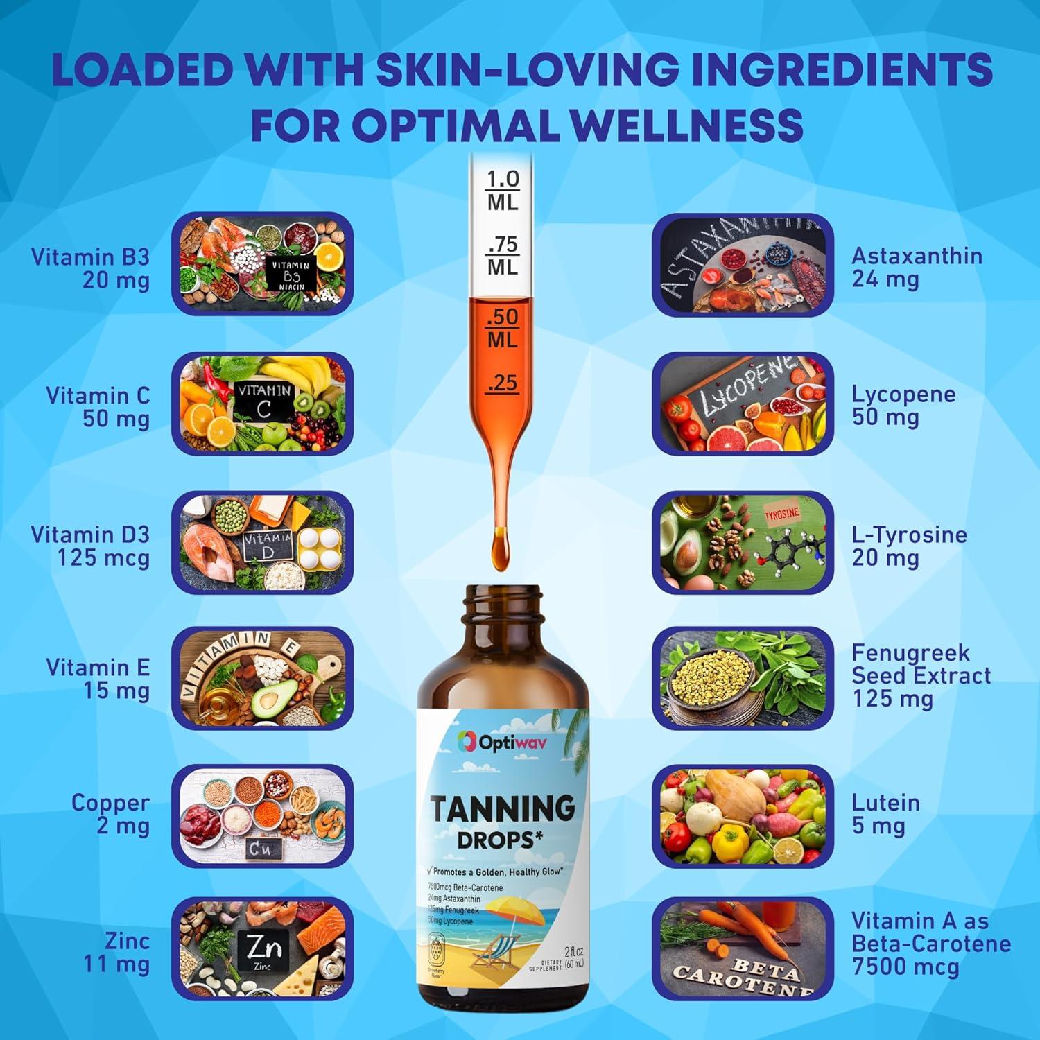 Gotas de bronceado sin sol Optiwav 60 mL - Vegano y sin azúcar