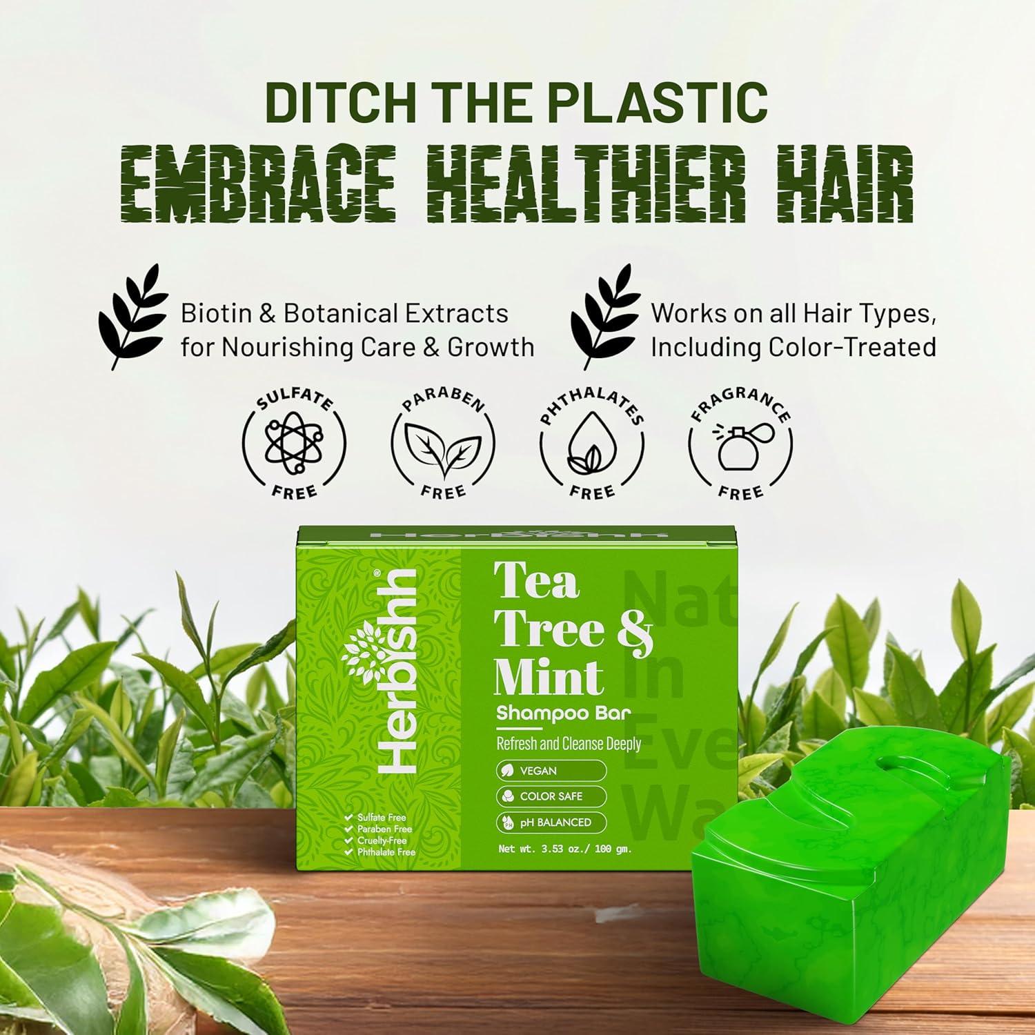 Champú Sólido Herbishh Tea Tree & Mint 100g - Cabello Graso