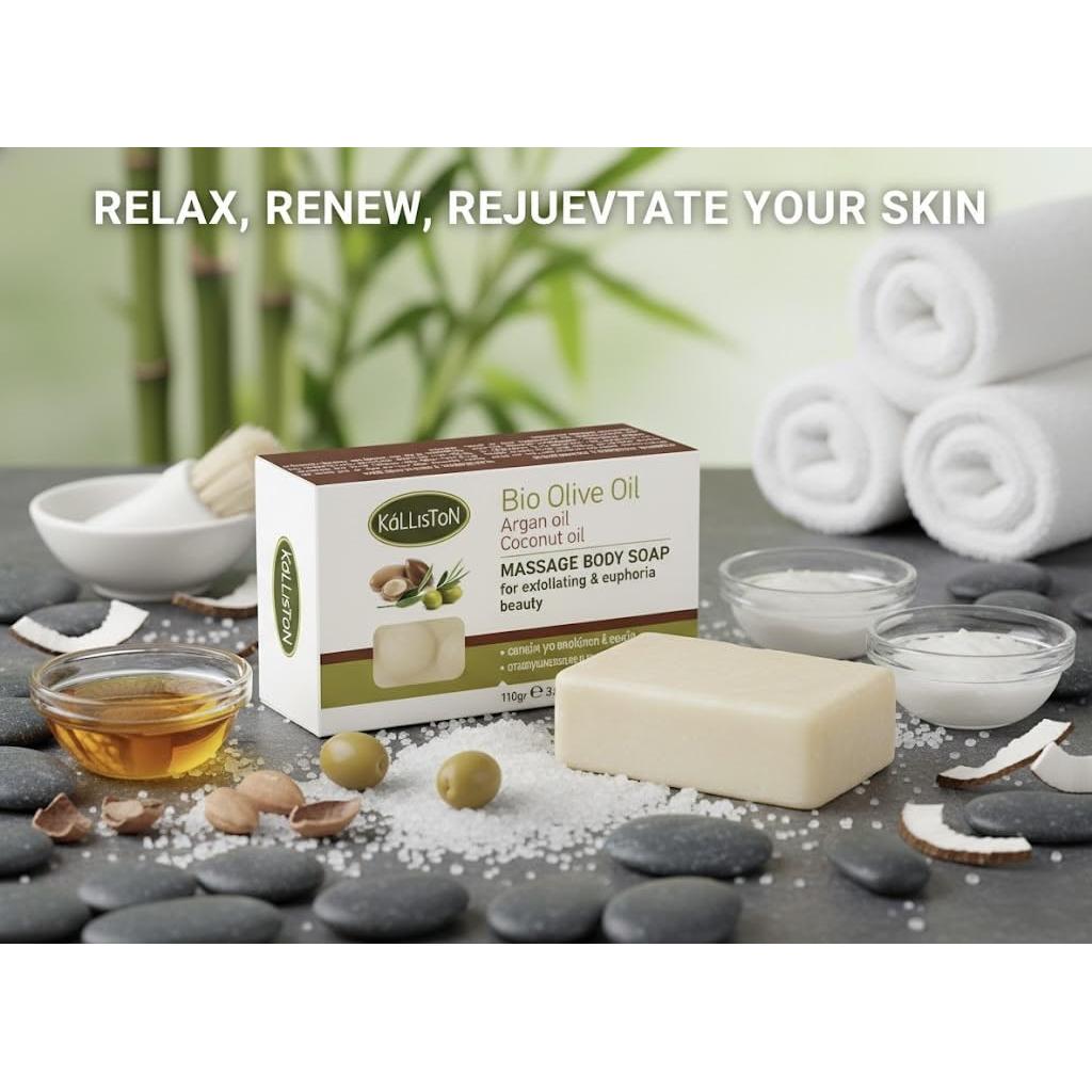 Jabón Corporal de Masaje Kalliston con Aceite de Argán y Coco - 2 Unidades de 110g