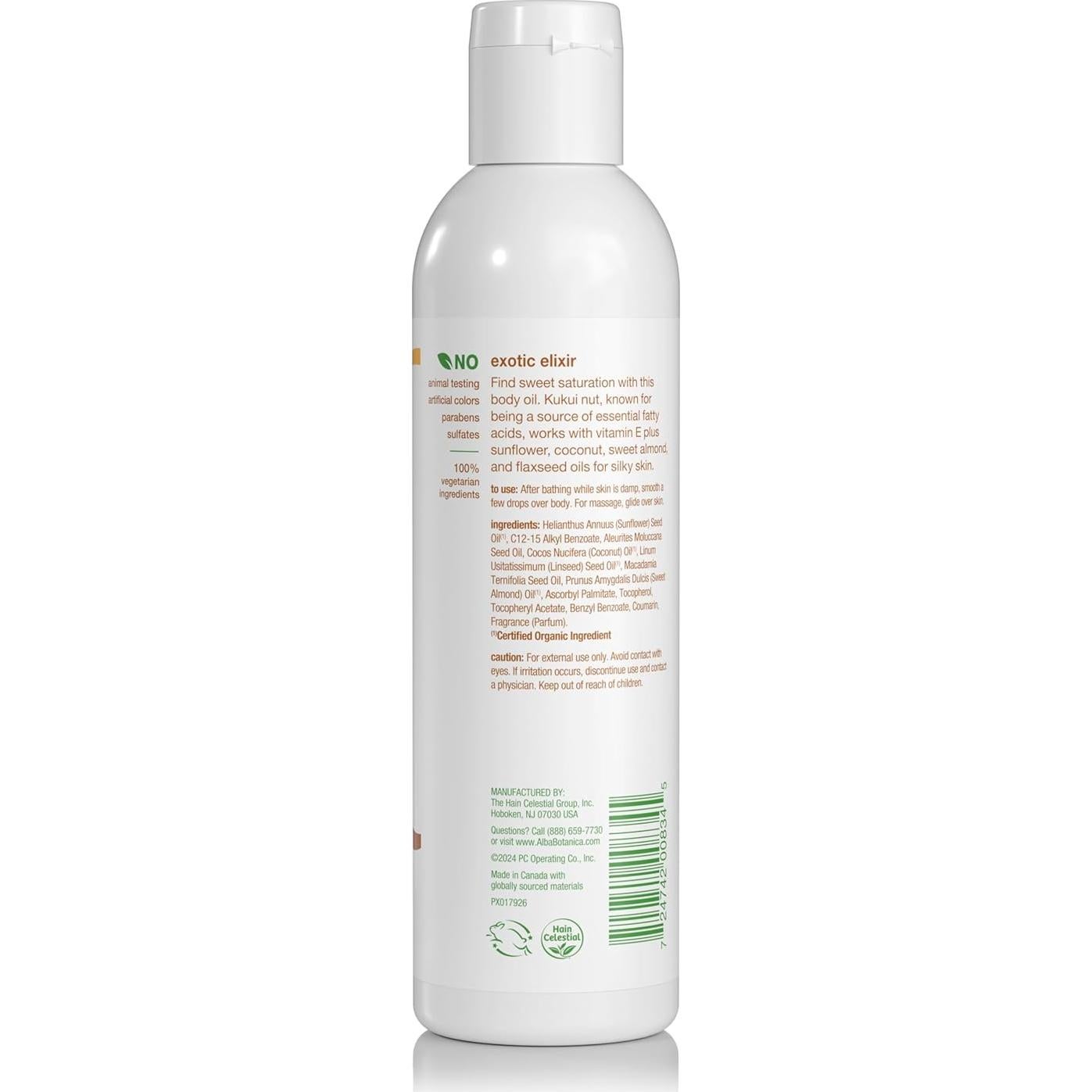 Aceite Corporal Hidratante Alba Botanica 240 ml Nuez Kukui