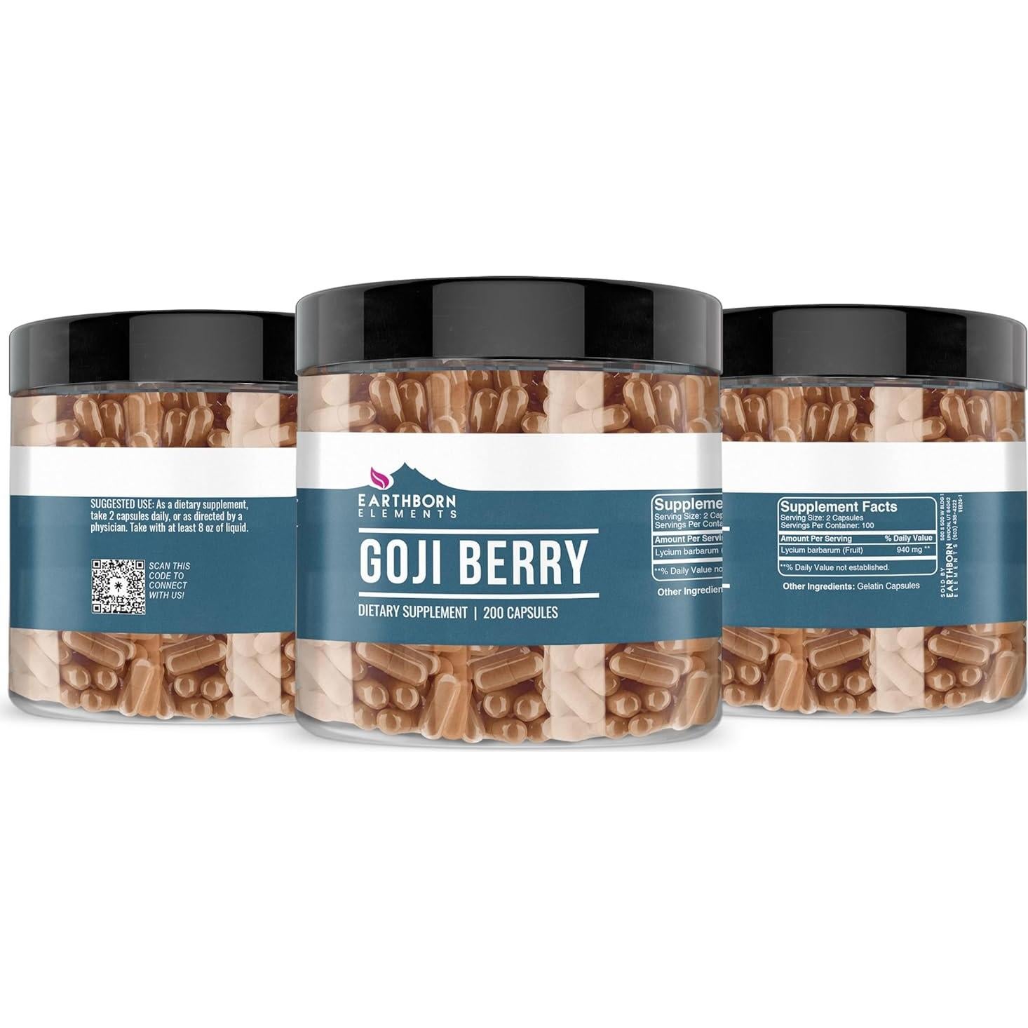 Cápsulas de Baya de Goji Elementos de la Tierra 200 Unidades