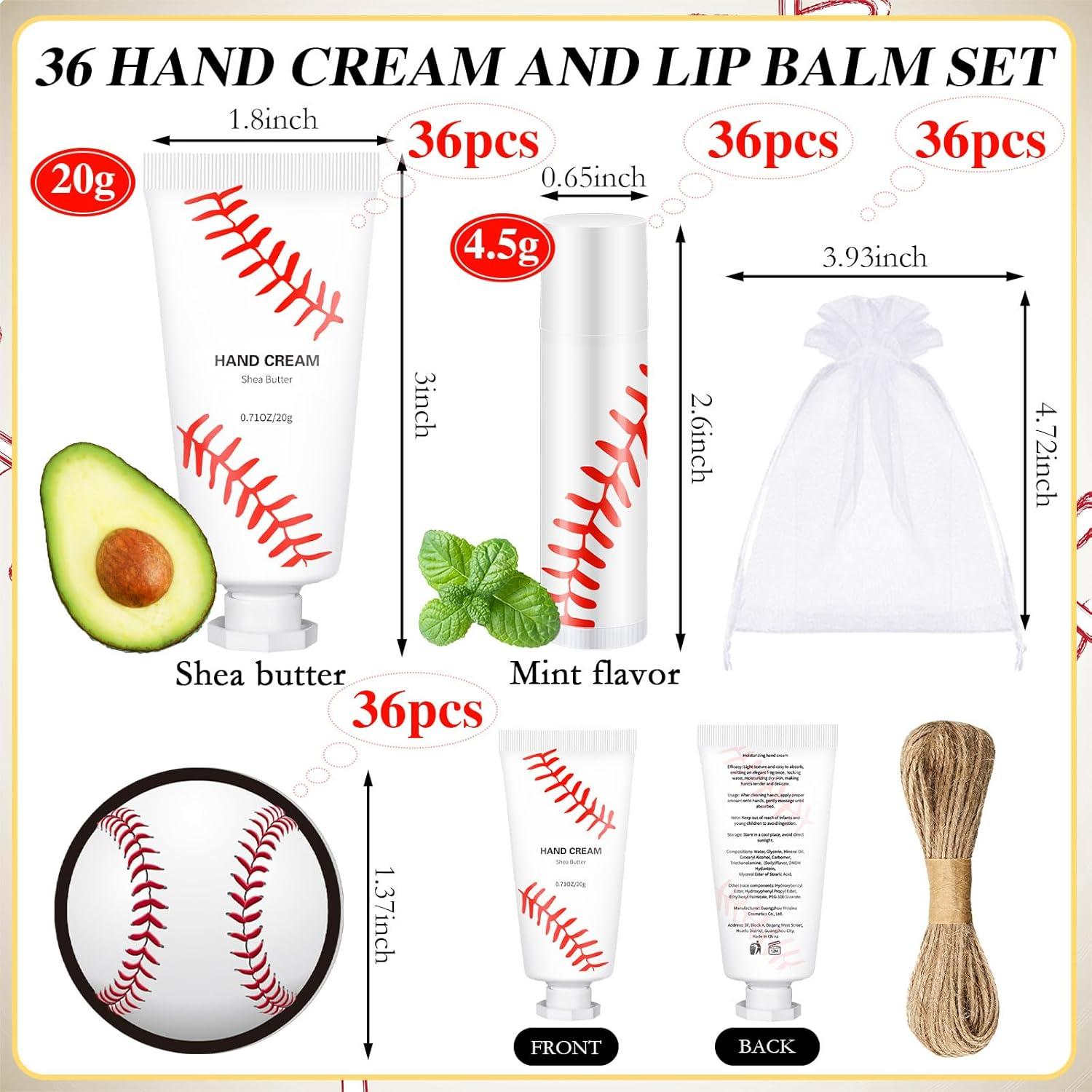 Set de Balsamo Labial y Crema de Manos Béisbol Heigble 144 Pcs