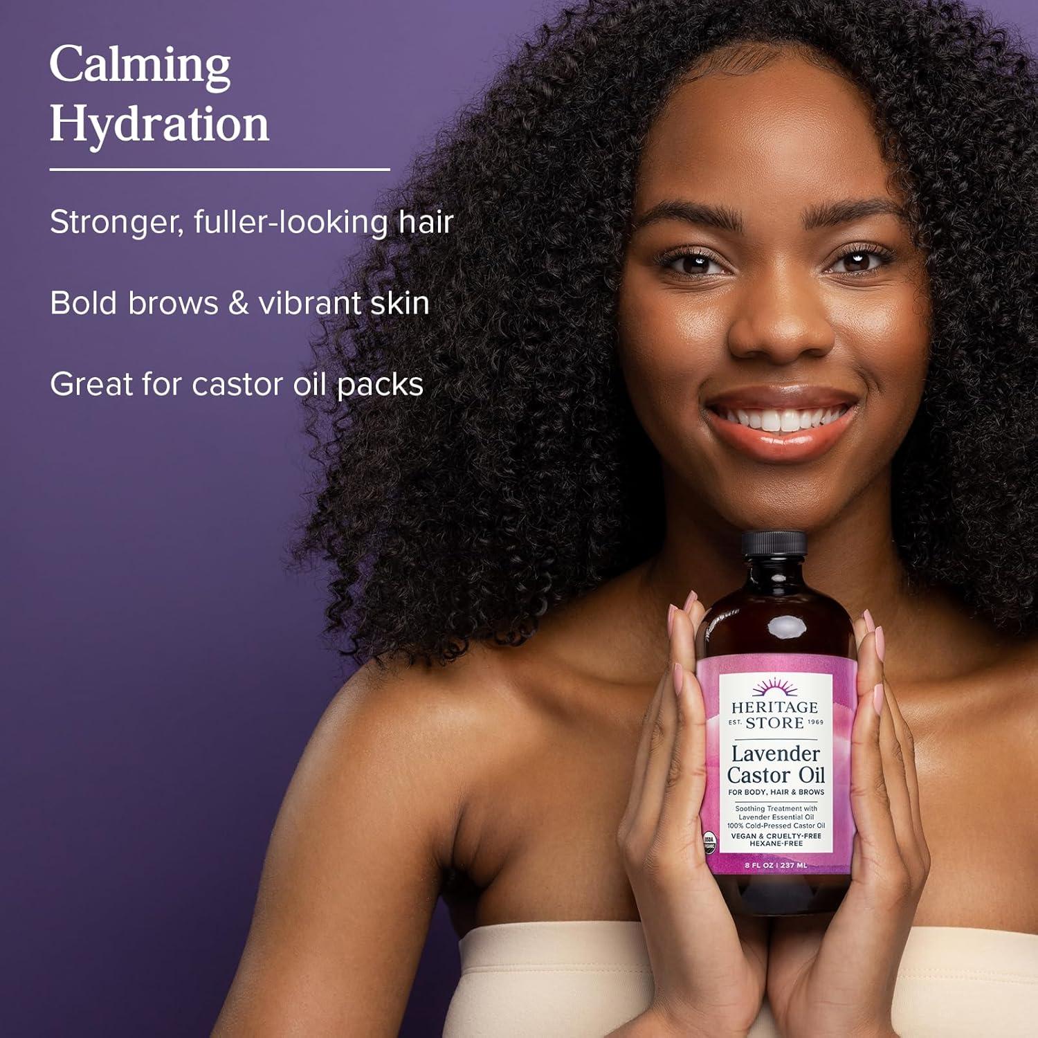 Aceite de Ricino Orgánico Heritage Store con Lavanda 236.6 ml