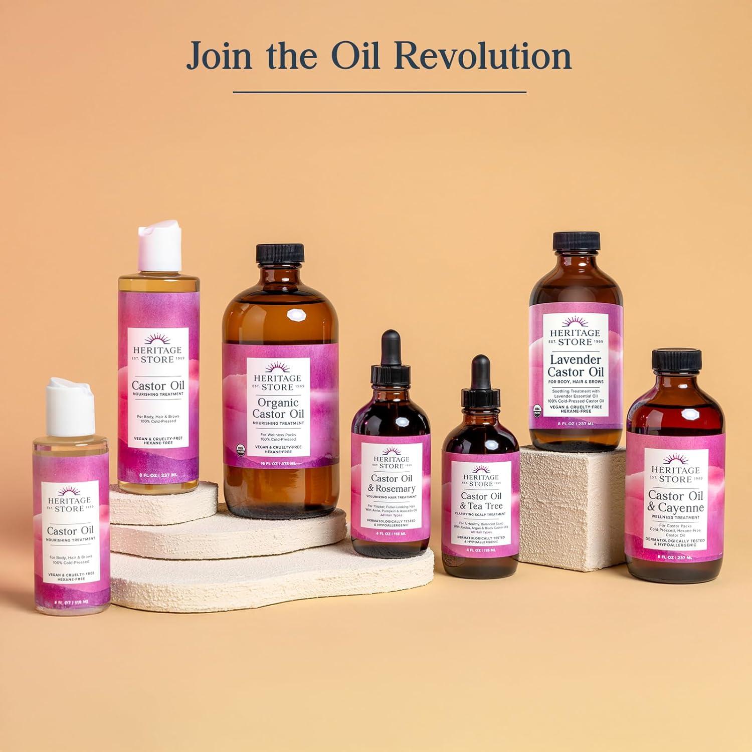 Aceite de Ricino Orgánico Heritage Store con Lavanda 236.6 ml