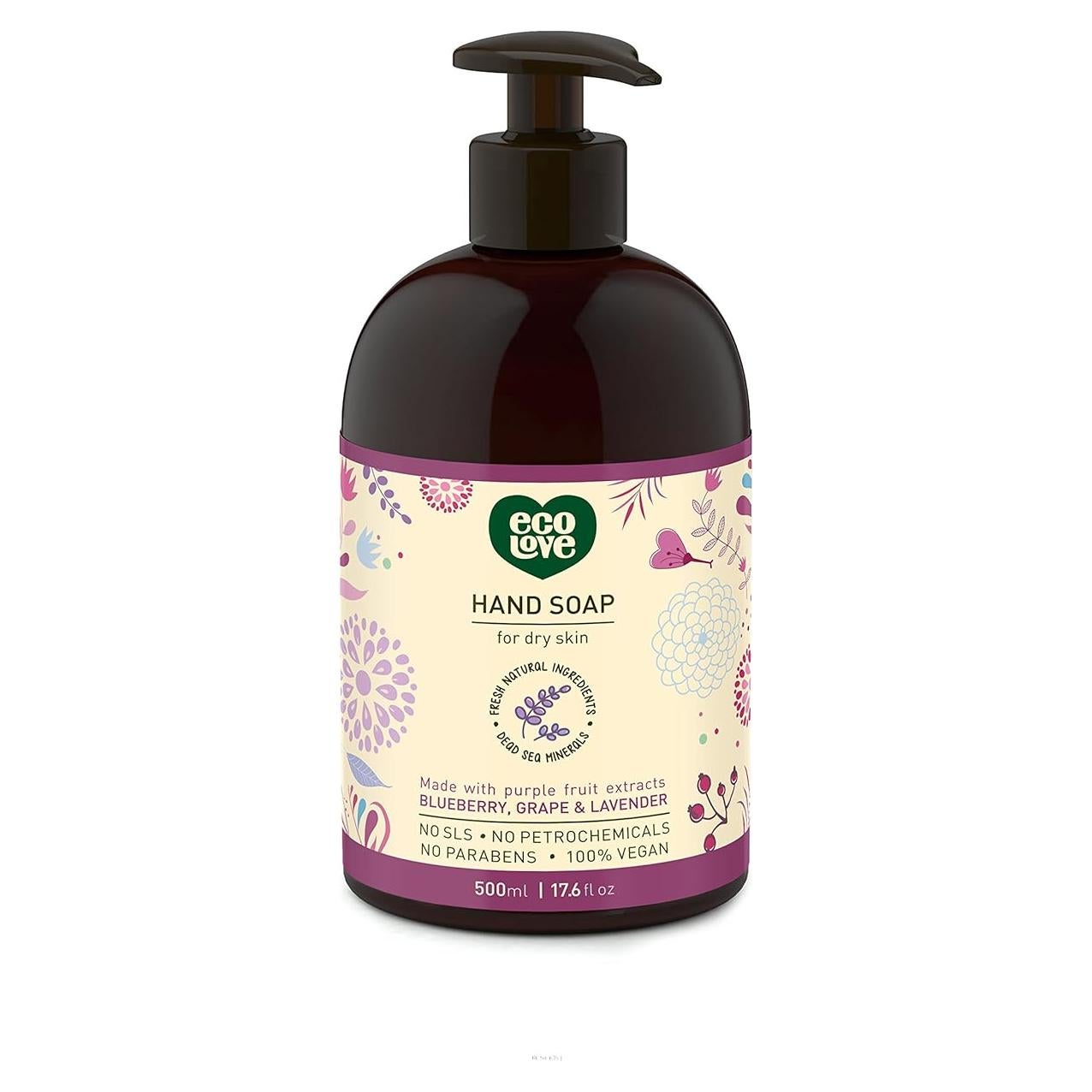 Jabón de Manos Líquido EcoLove - Arándano, Uva y Lavanda 500g