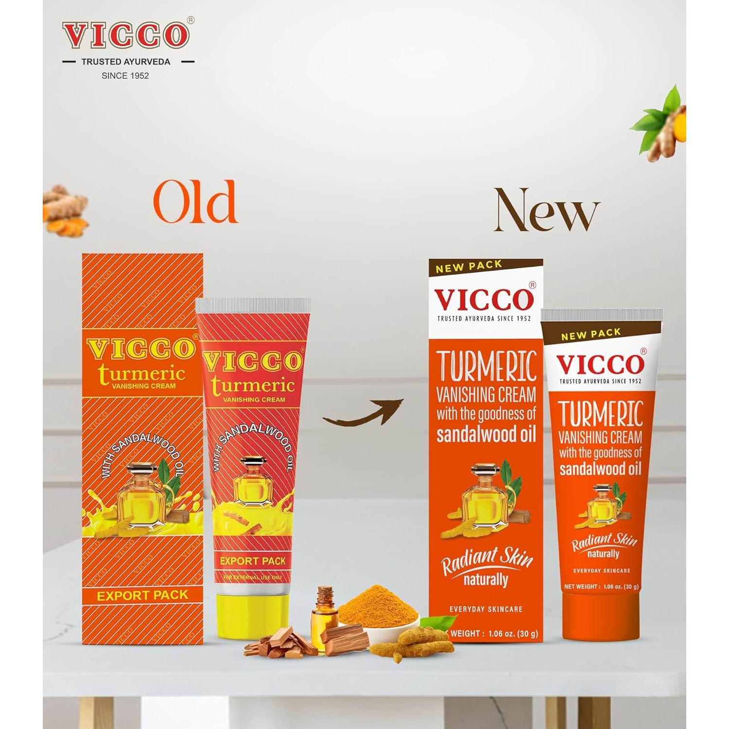 Crema Hidratante Facial Vicco con Cúrcuma y Sándalo 80g x 3