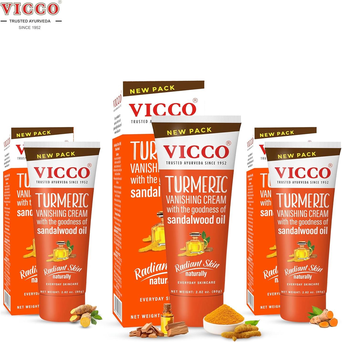 Crema Hidratante Facial Vicco con Cúrcuma y Sándalo 80g x 3