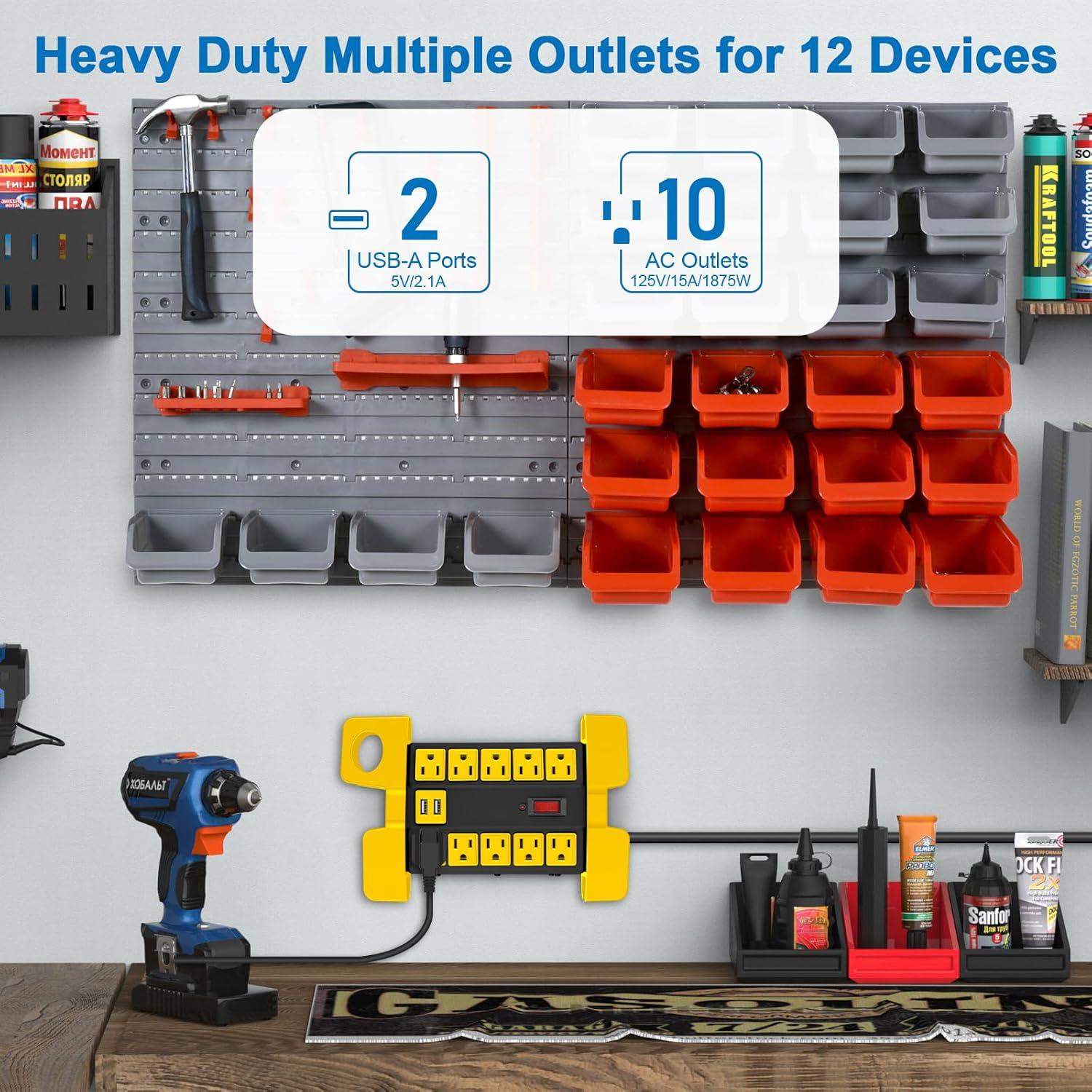 Regleta de Potencia CCCEI 10 Salidas con USB 6FT Negra