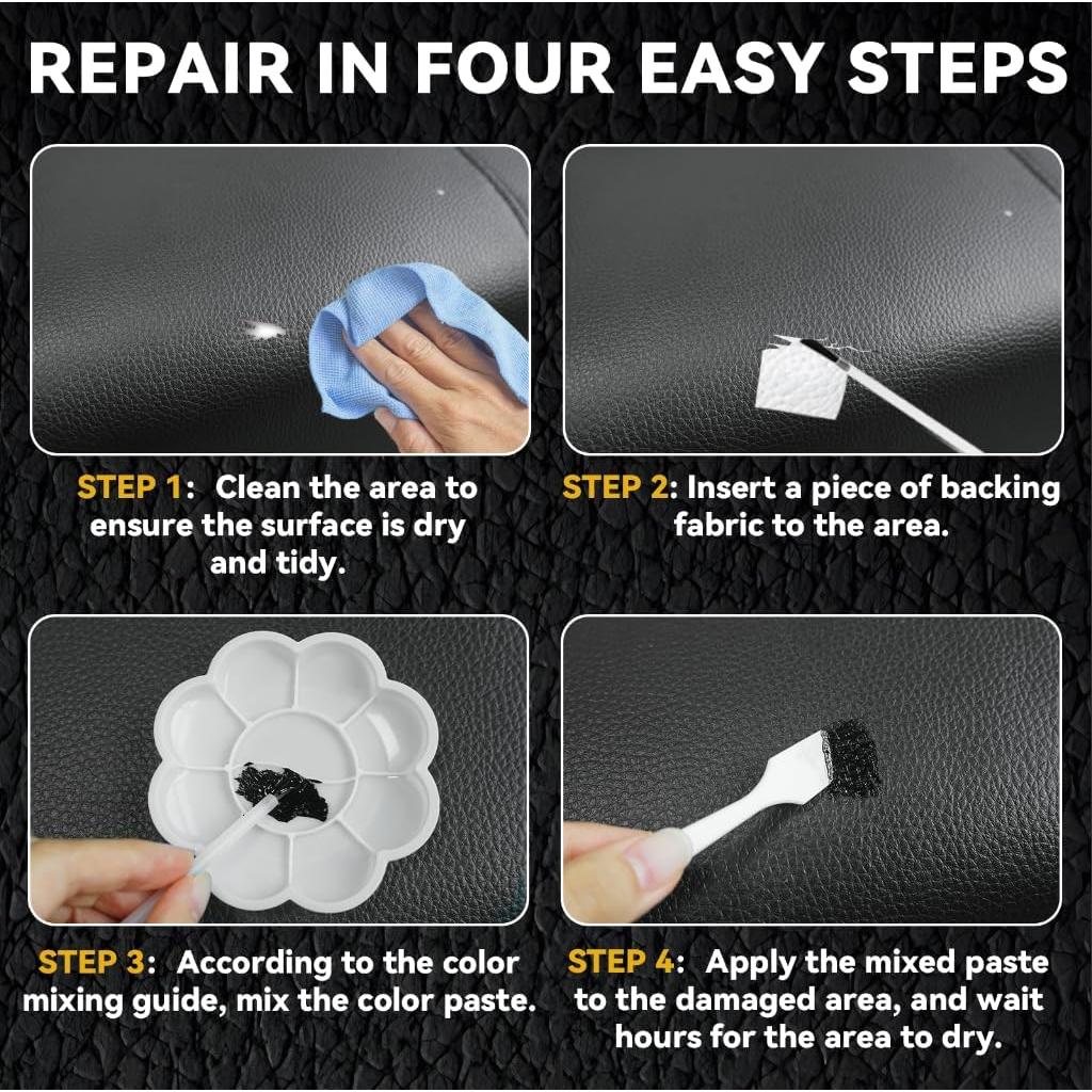 Kit de Reparación de Cuero Negro Vigorder 120ml - Asientos y Muebles