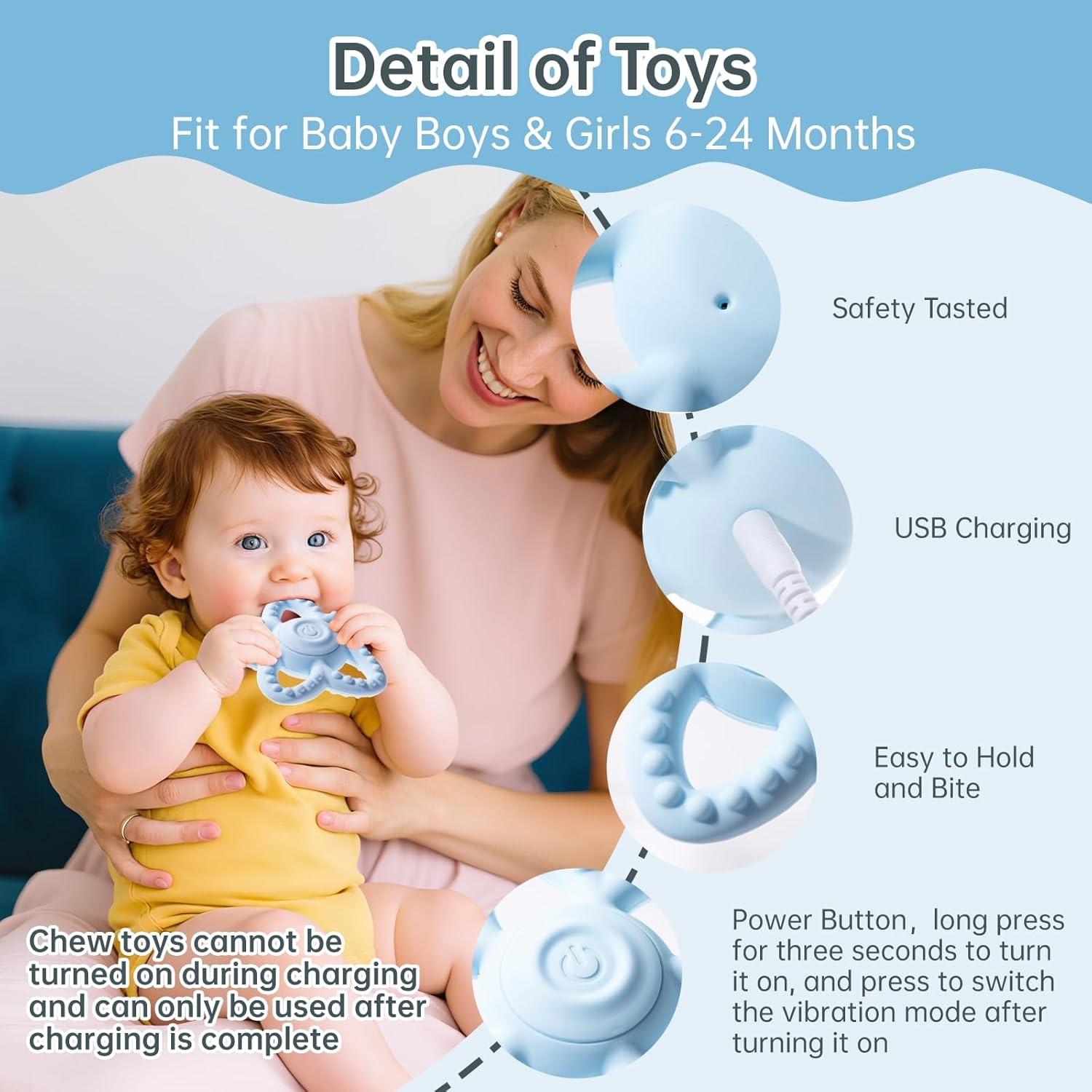 Juguete Masticable Sensorial Vibrante CrsaSwivo Azul/Verde