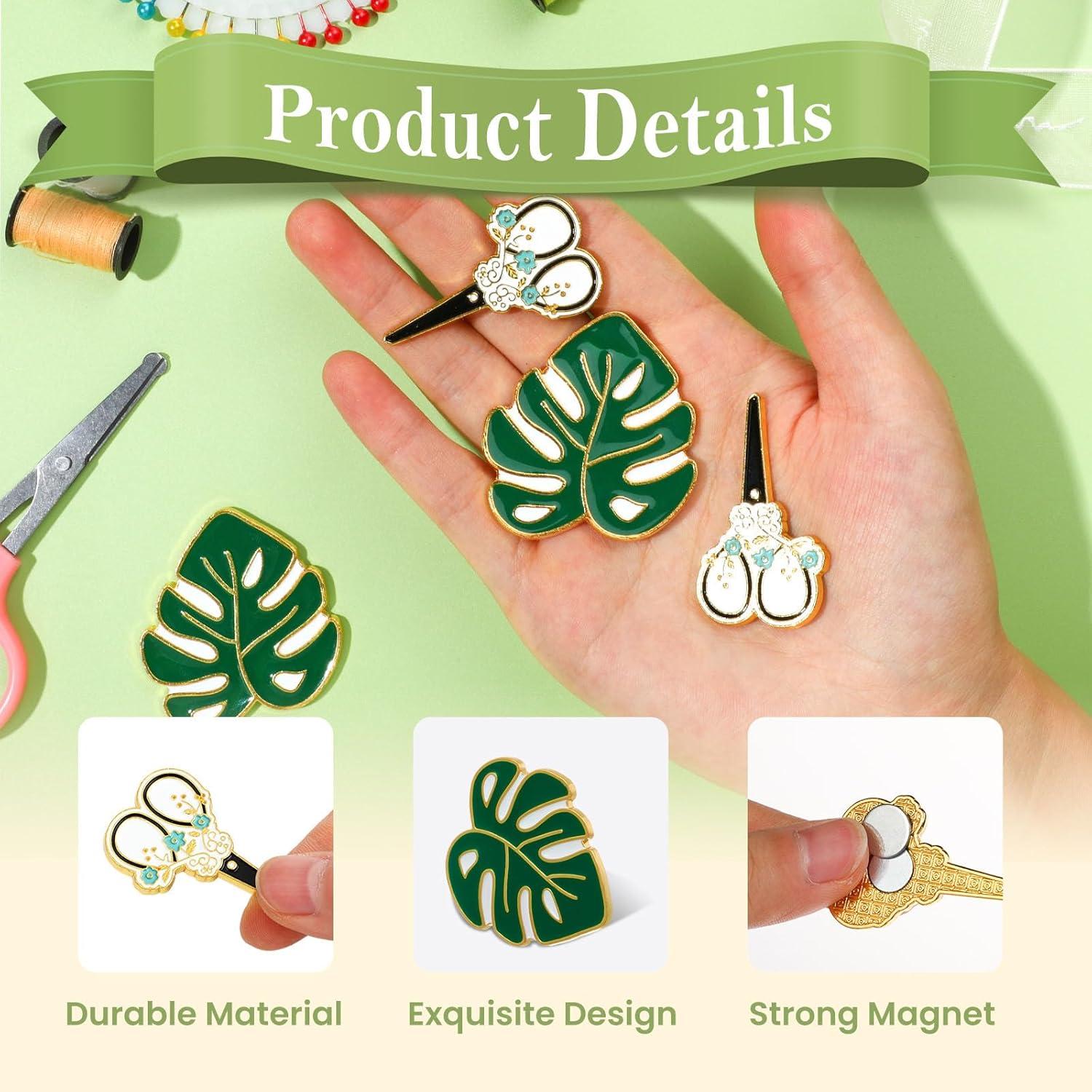 TXIN 4 Guardapins de Aguja Magnéticos Hoja de Palma 10.7x11.4cm