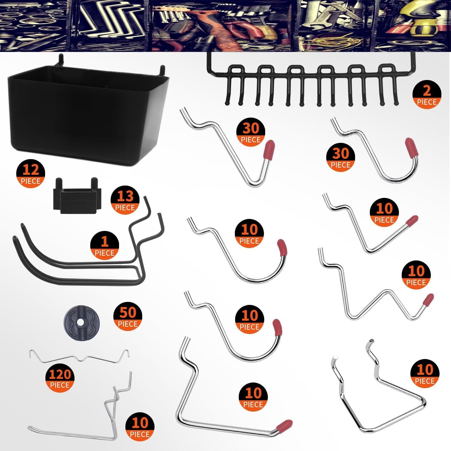 Kit Organizador de Ganchos Calax 338 Piezas para Tablero de Clavos